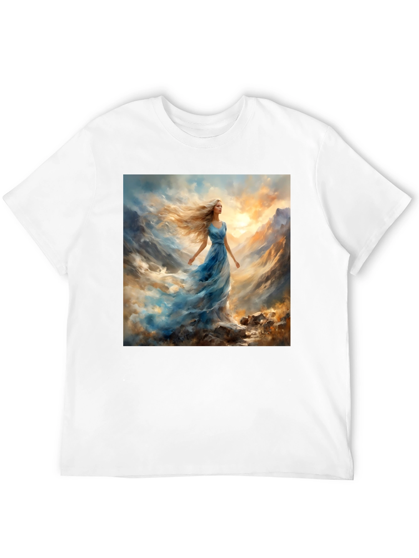 Black Woman in Blue Dress T-Shirt view 12