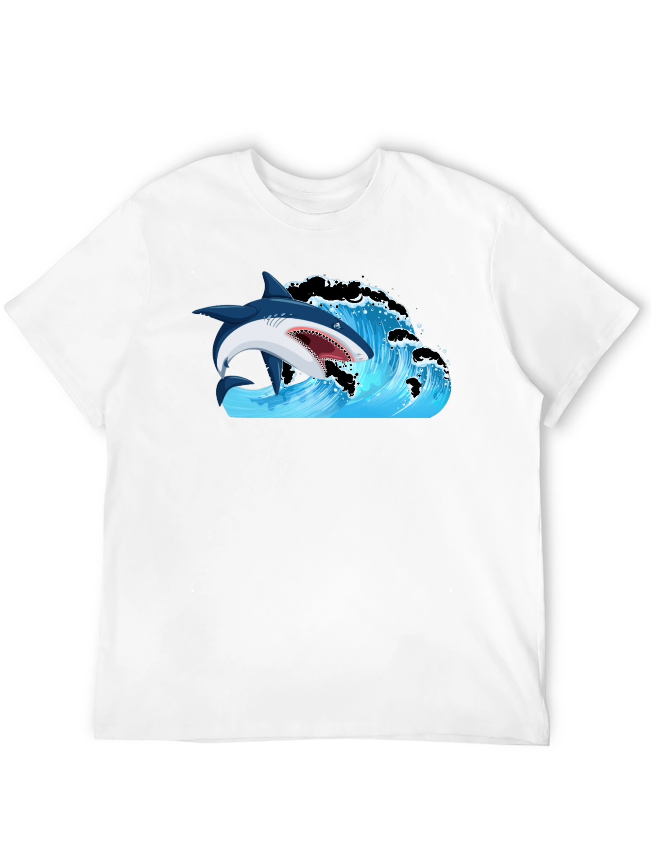 Black Shark Wave Graphic Print T-Shirt view 12