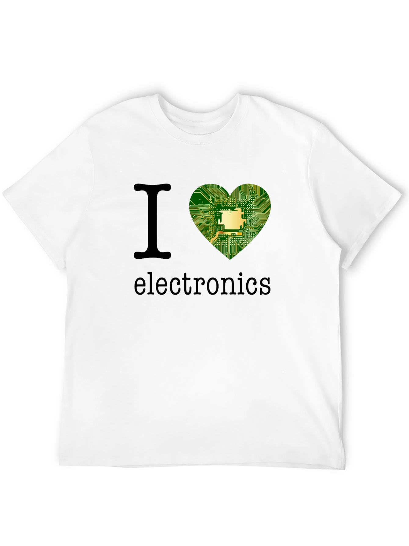 Black I Heart Electronics T-Shirt - Circuit Board Design view 12