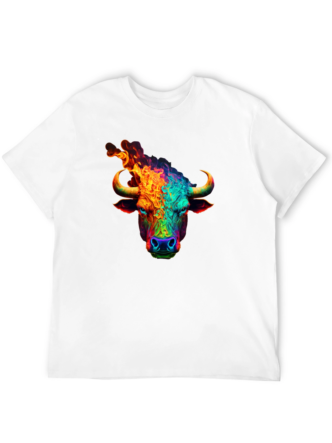 Black Fiery Bull Graphic T-Shirt - Bold & Vibrant Design view 12