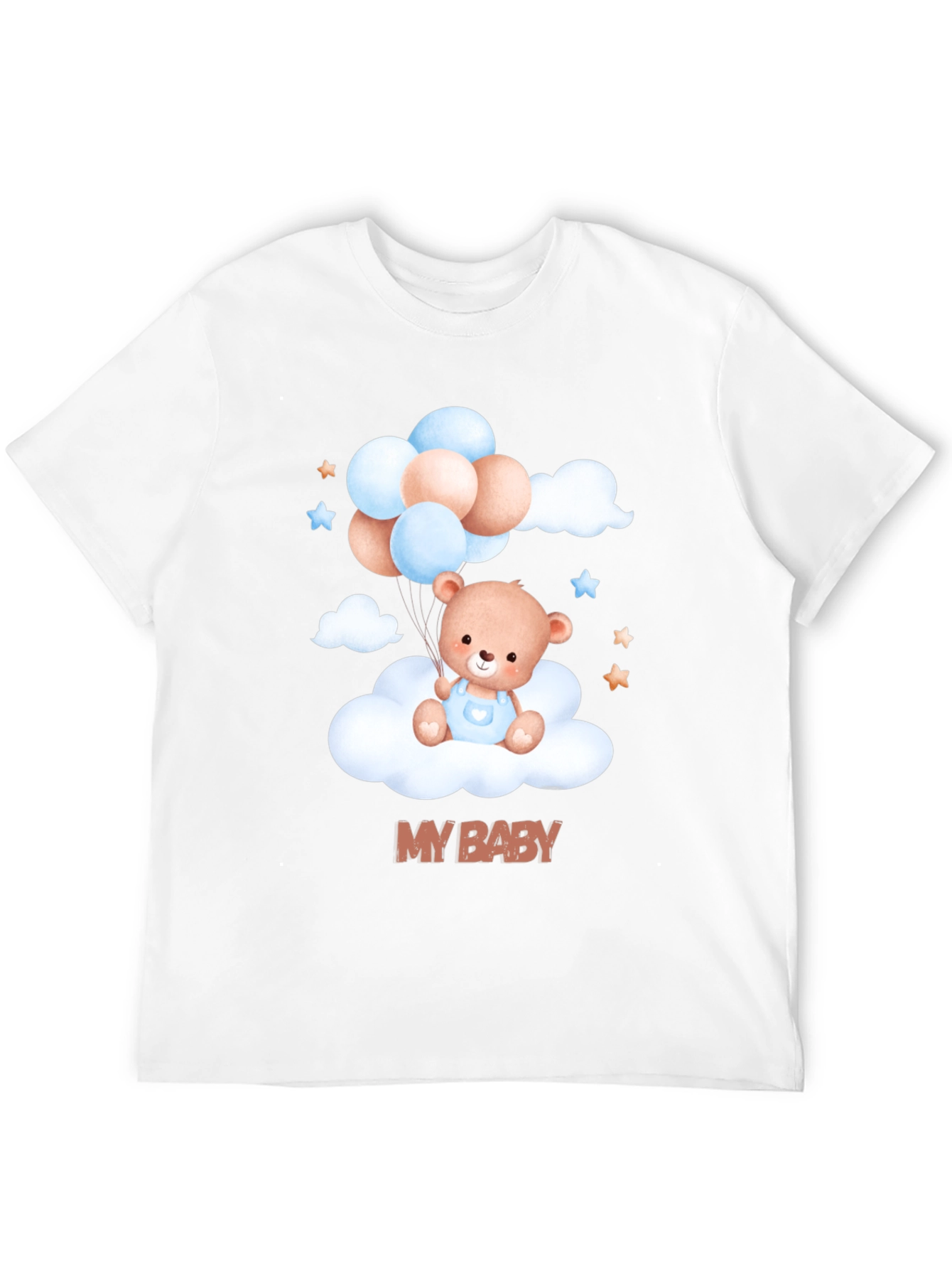 Black Cute "My Baby" Bear & Balloons Black T-Shirt view 12