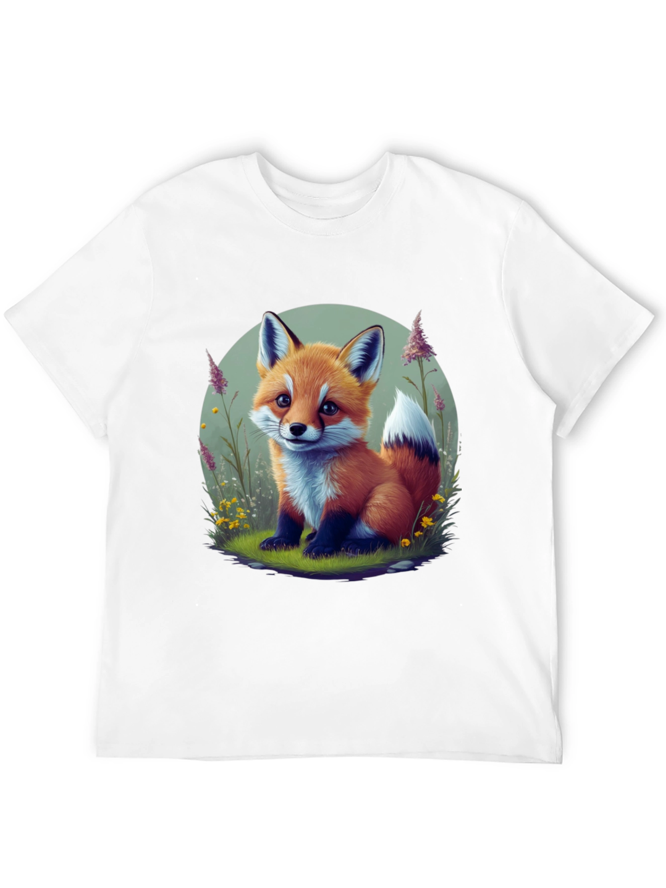 Black Cute Fox Graphic Tee - Soft Black Cotton view 12
