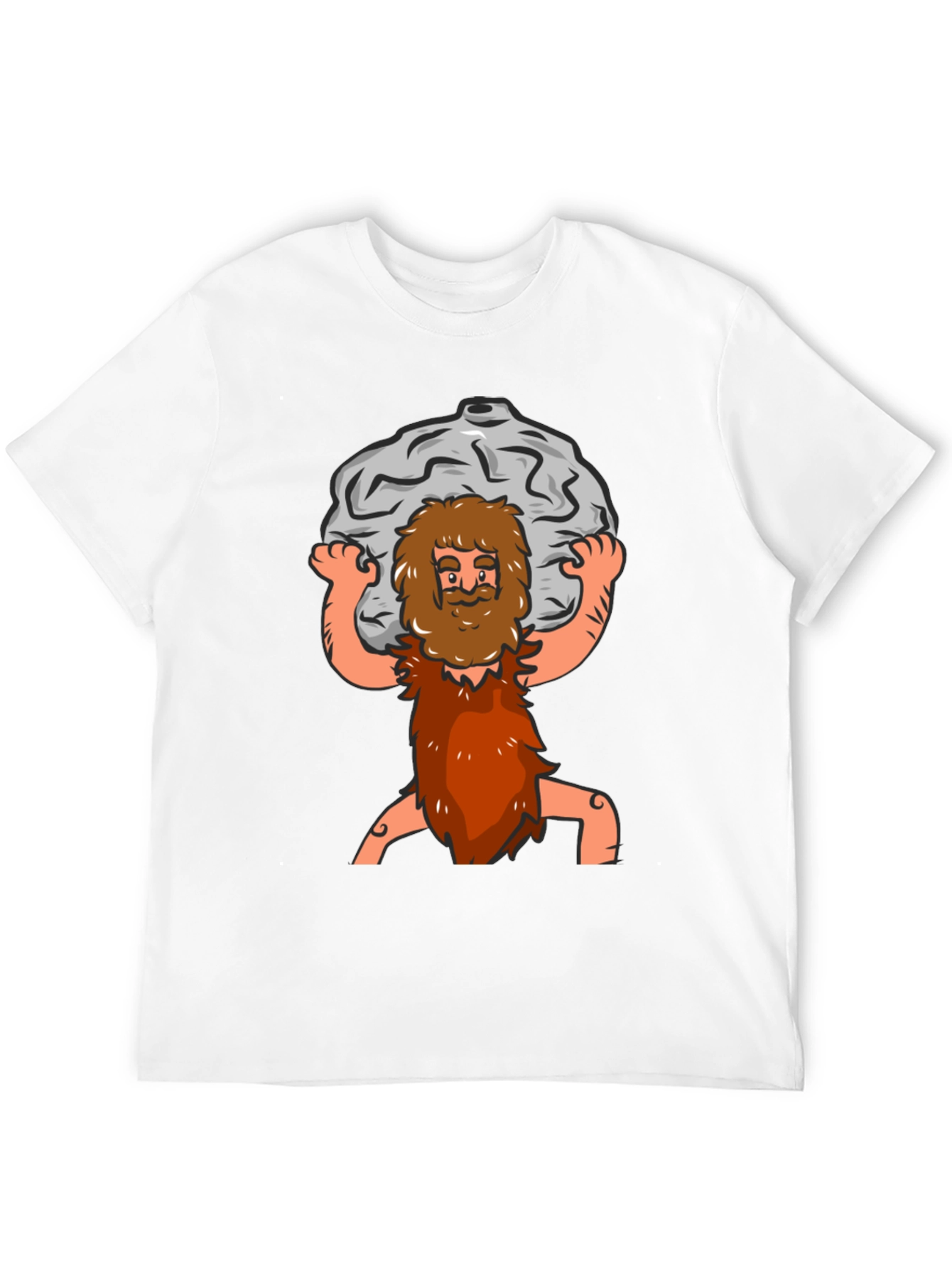 Black Atlas Caveman Cartoon Graphic T-Shirt view 12