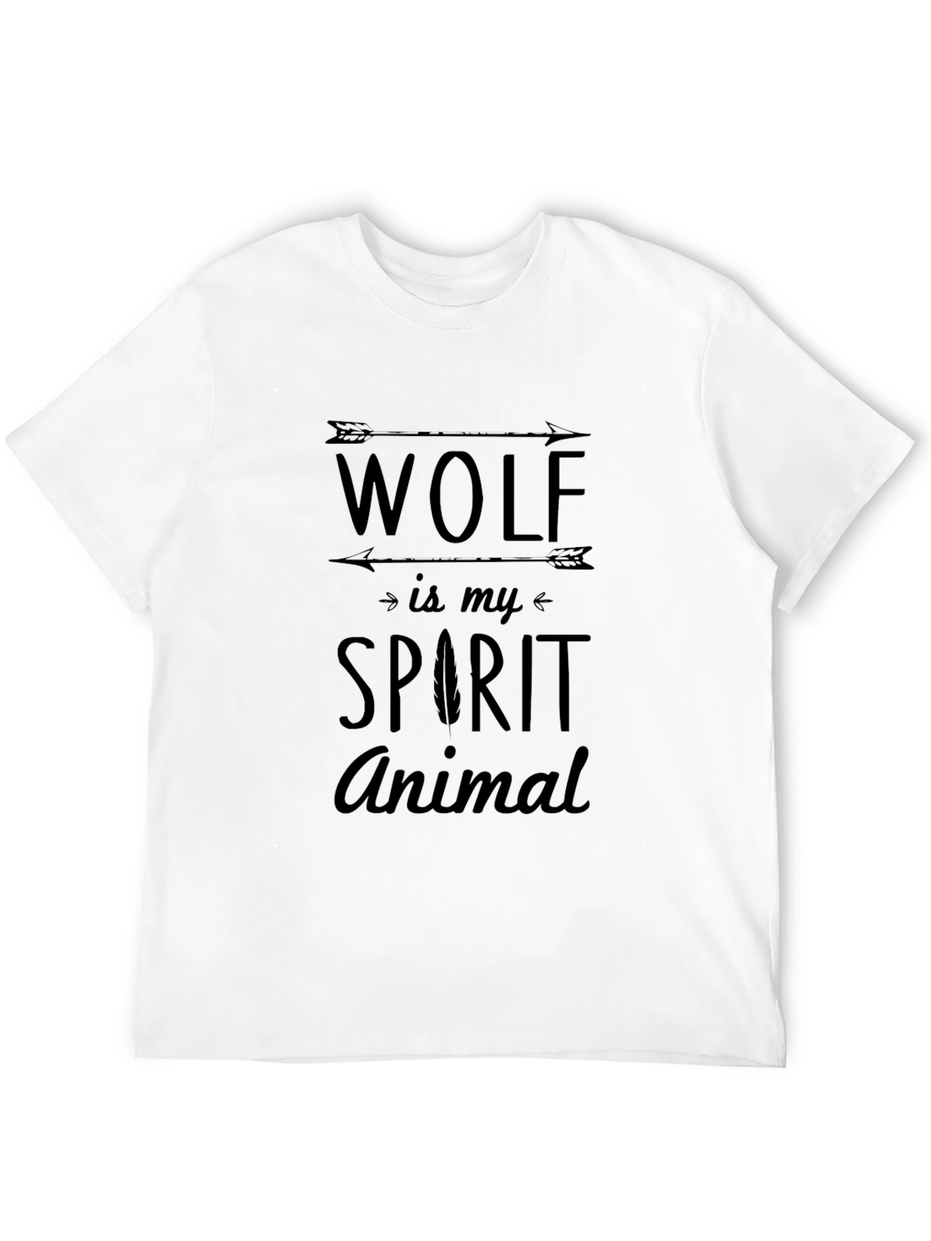 Black Wolf Spirit Animal Graphic Tee - Black Cotton T-Shirt view 12