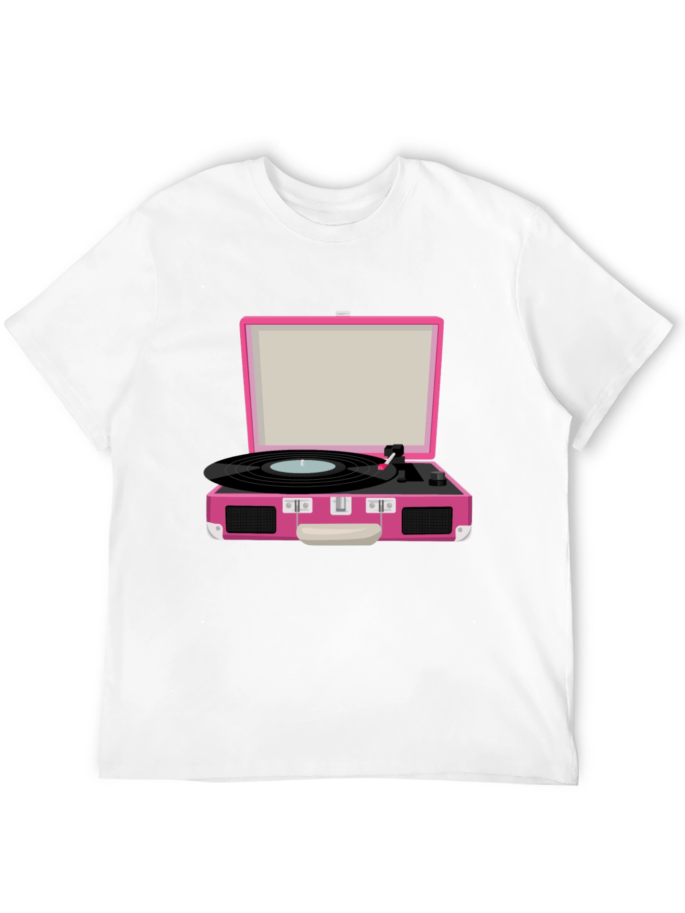 Retro Pink Record Player Graphic Tee - Music Lover T-Shirt - 12