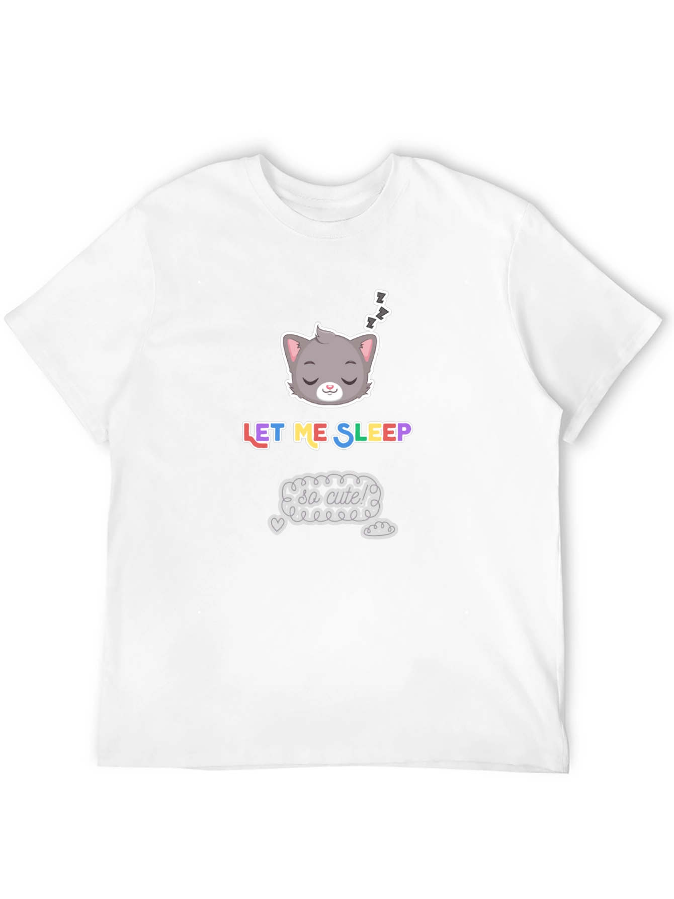 Black Cute Cat Sleeping T-Shirt - Unisex Black Tee view 12