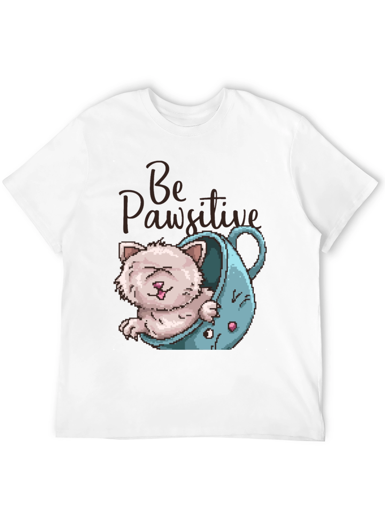 Black Be Pawsitive Cat Lover T-Shirt view 12