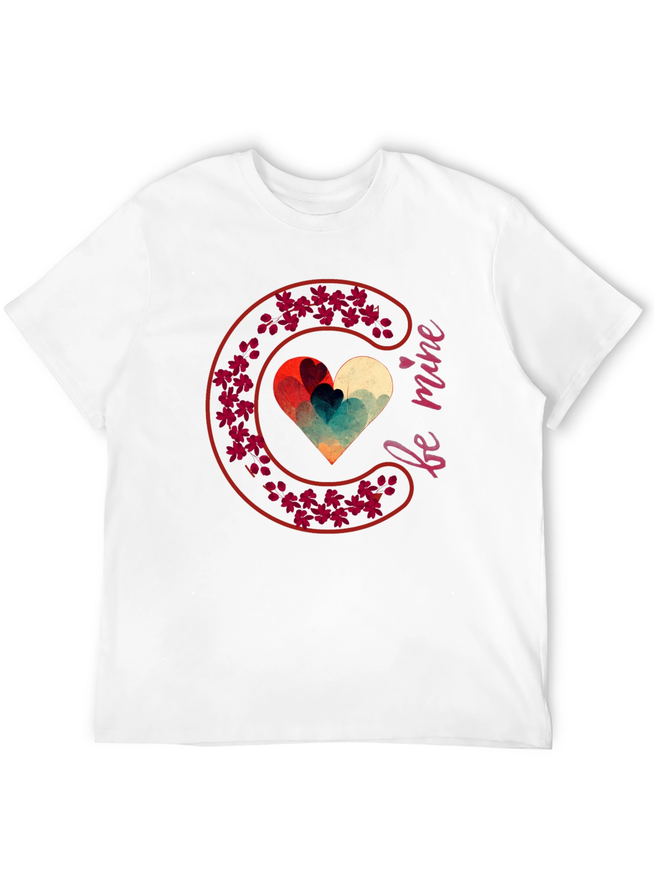 Black Be Mine Heart Valentine's T-Shirt view 12