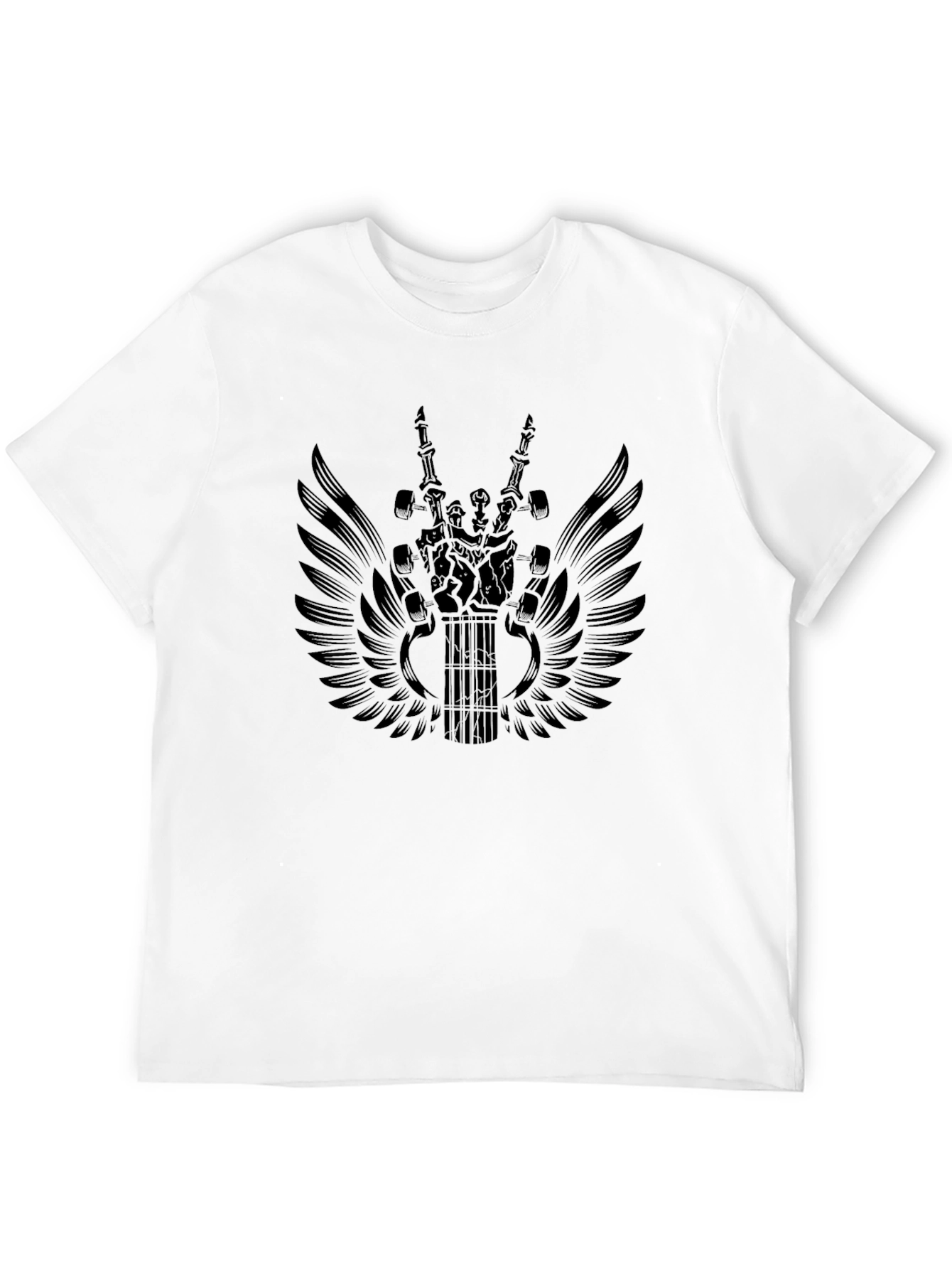 Black Winged Guitar Graphic Tee - Rocker Style view 12