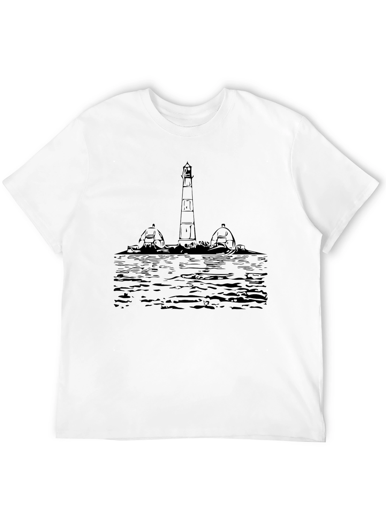 Black Lighthouse Graphic Tee - Black Cotton Shirt view 12