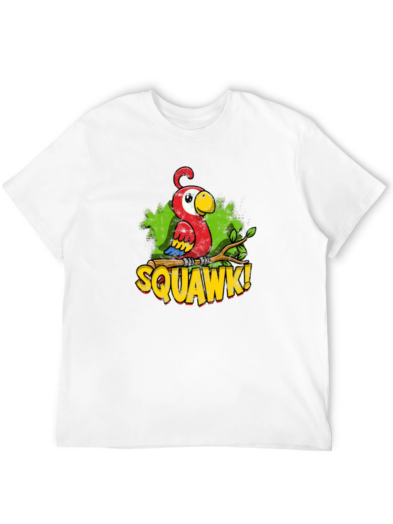 Black Funny Parrot Graphic T-Shirt - SQUAWK! Cartoon Bird Tee view 12