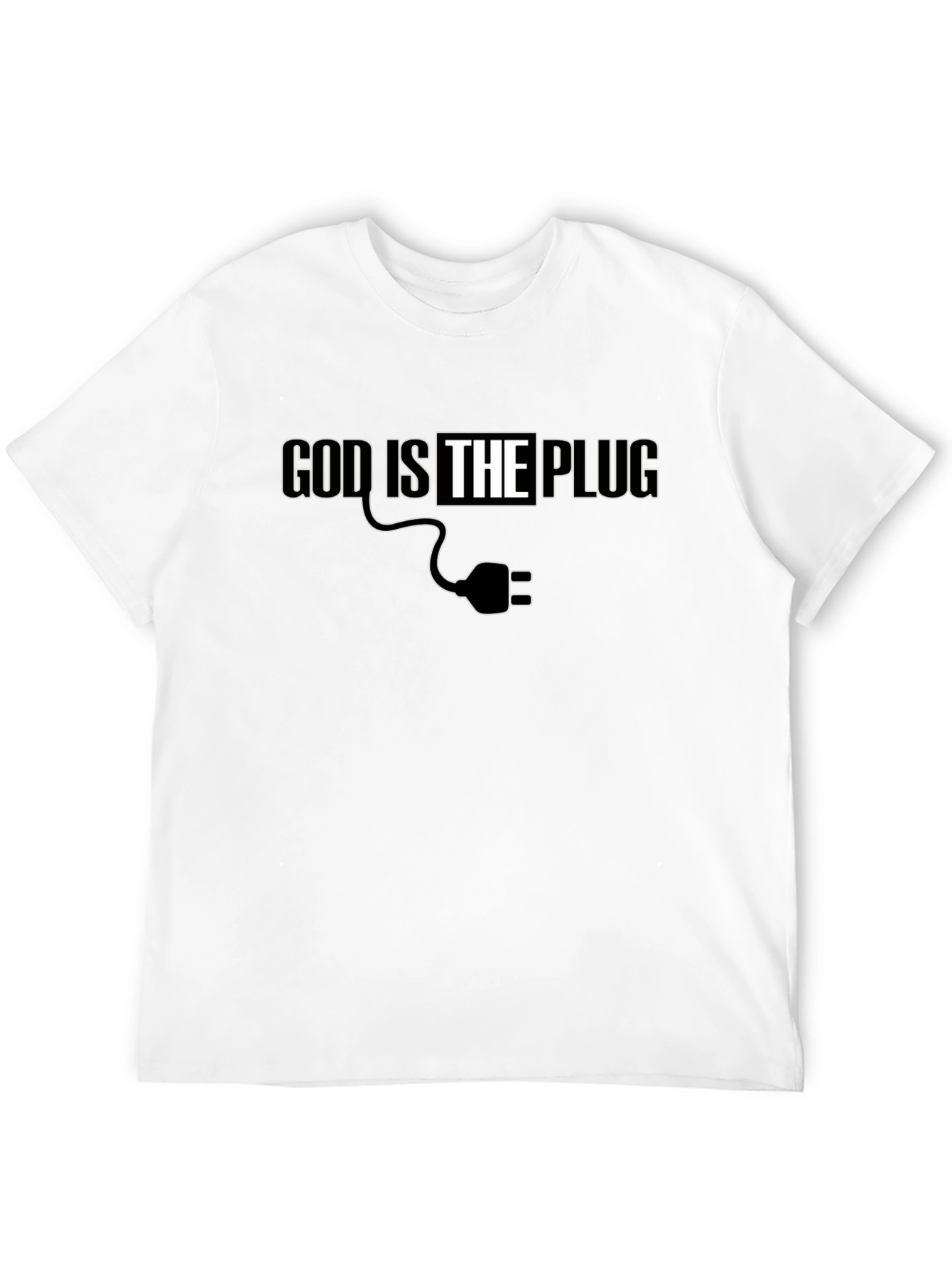 Black God is the Plug Graphic Tee - Black Crew Neck T-Shirt view 12