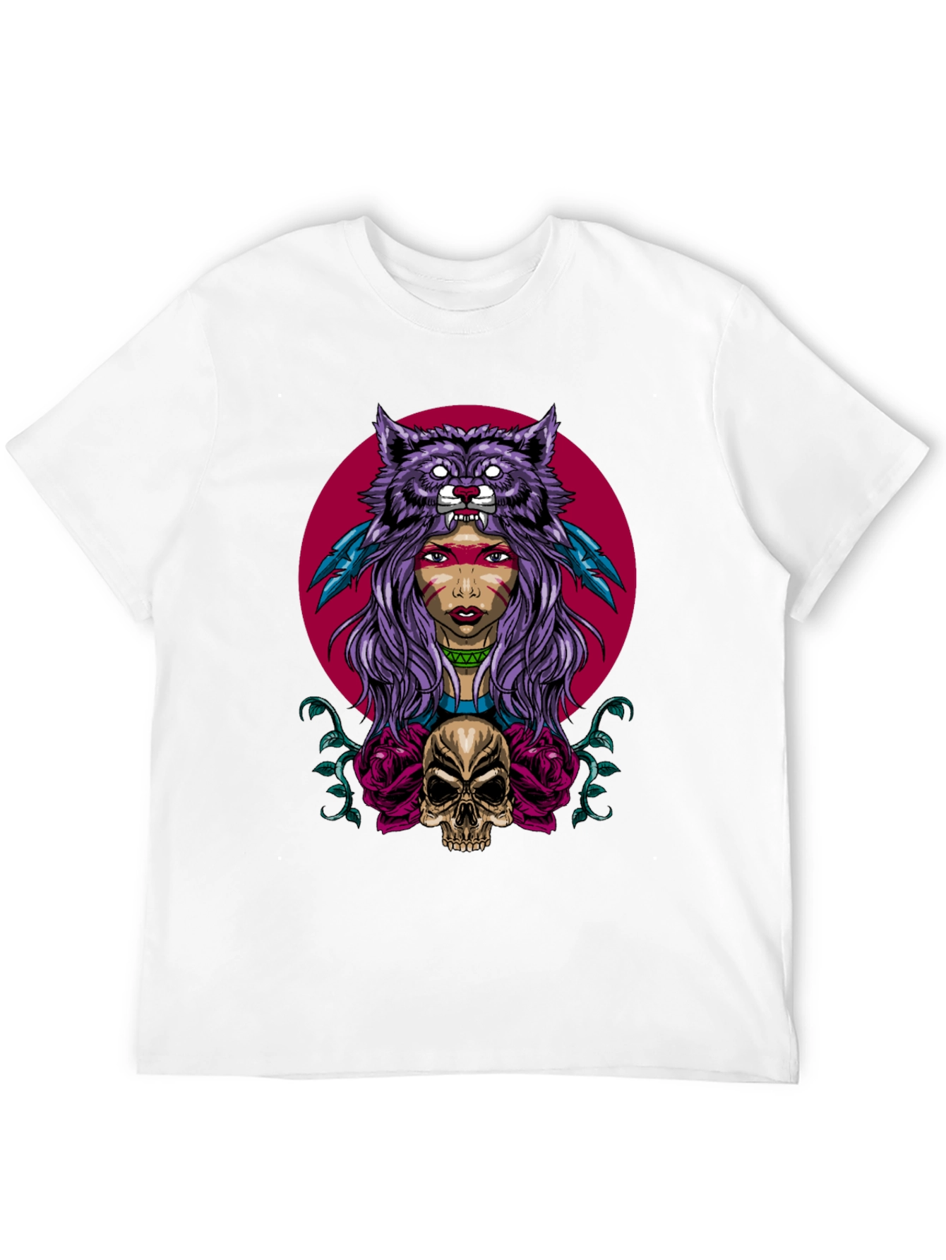 Black Wolf Headdress Skull Graphic Tee view 12