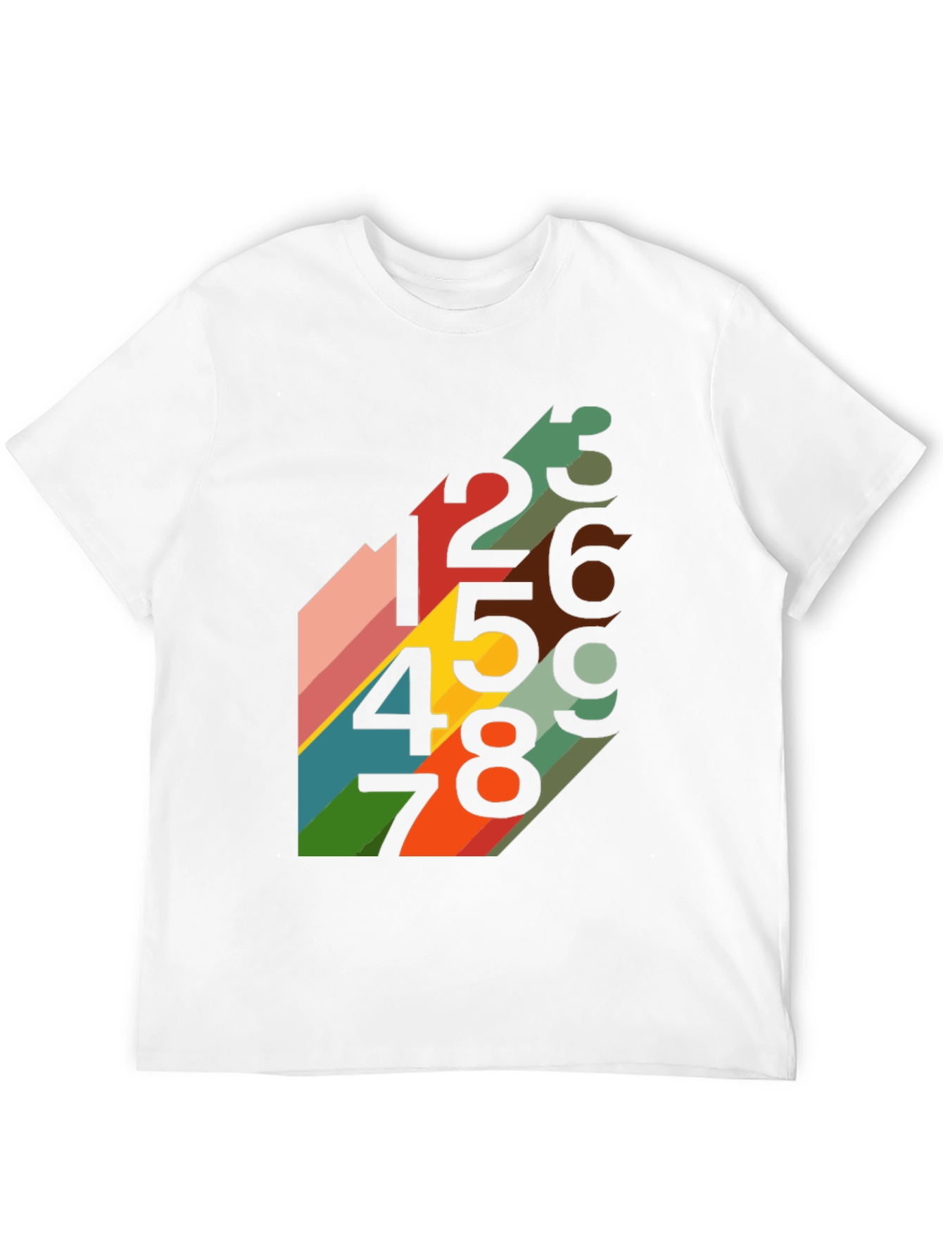 Black Retro Number Pattern Black T-Shirt view 12