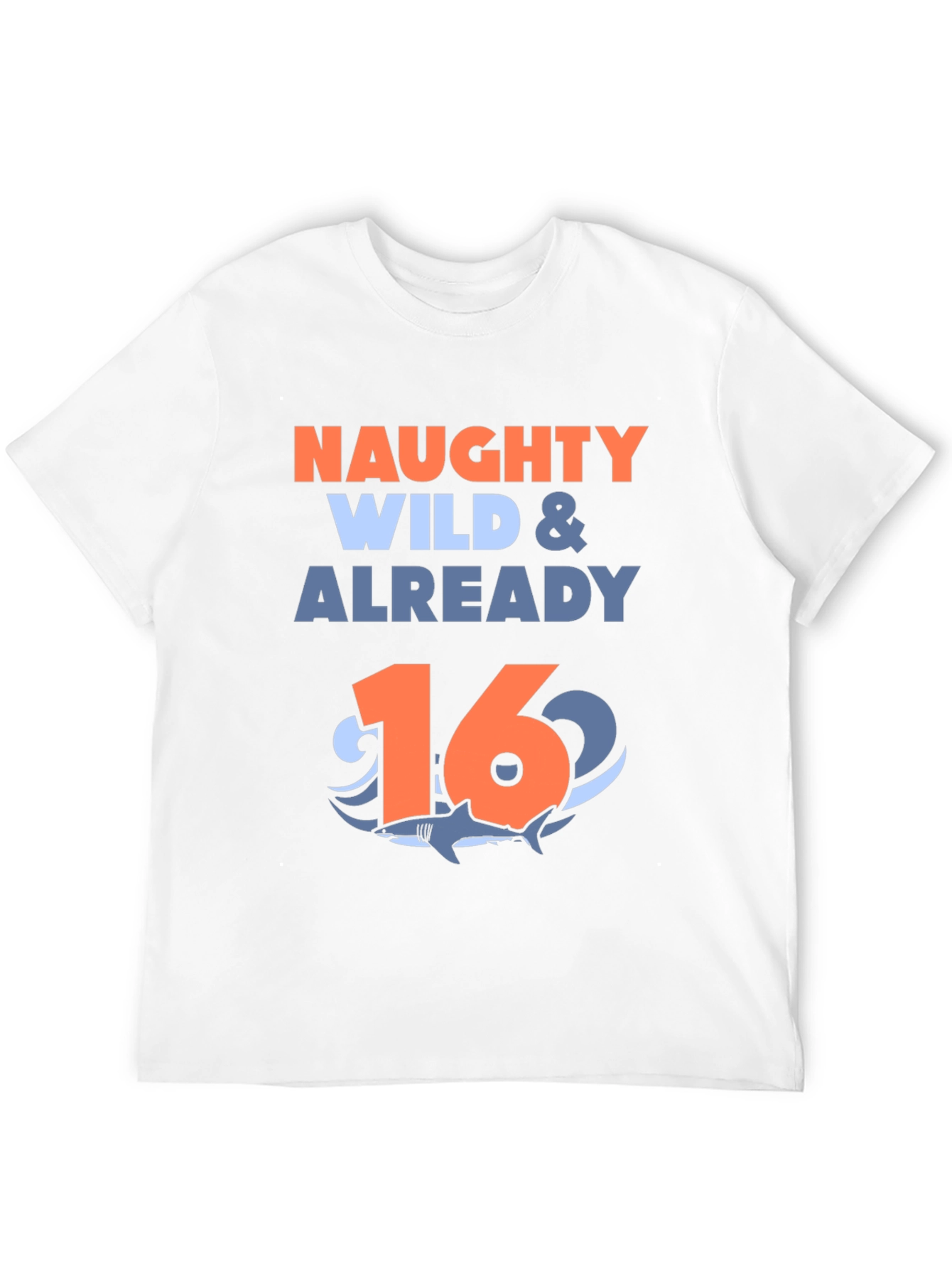 Black Naughty Wild & Already 16 Shark Birthday T-Shirt view 12