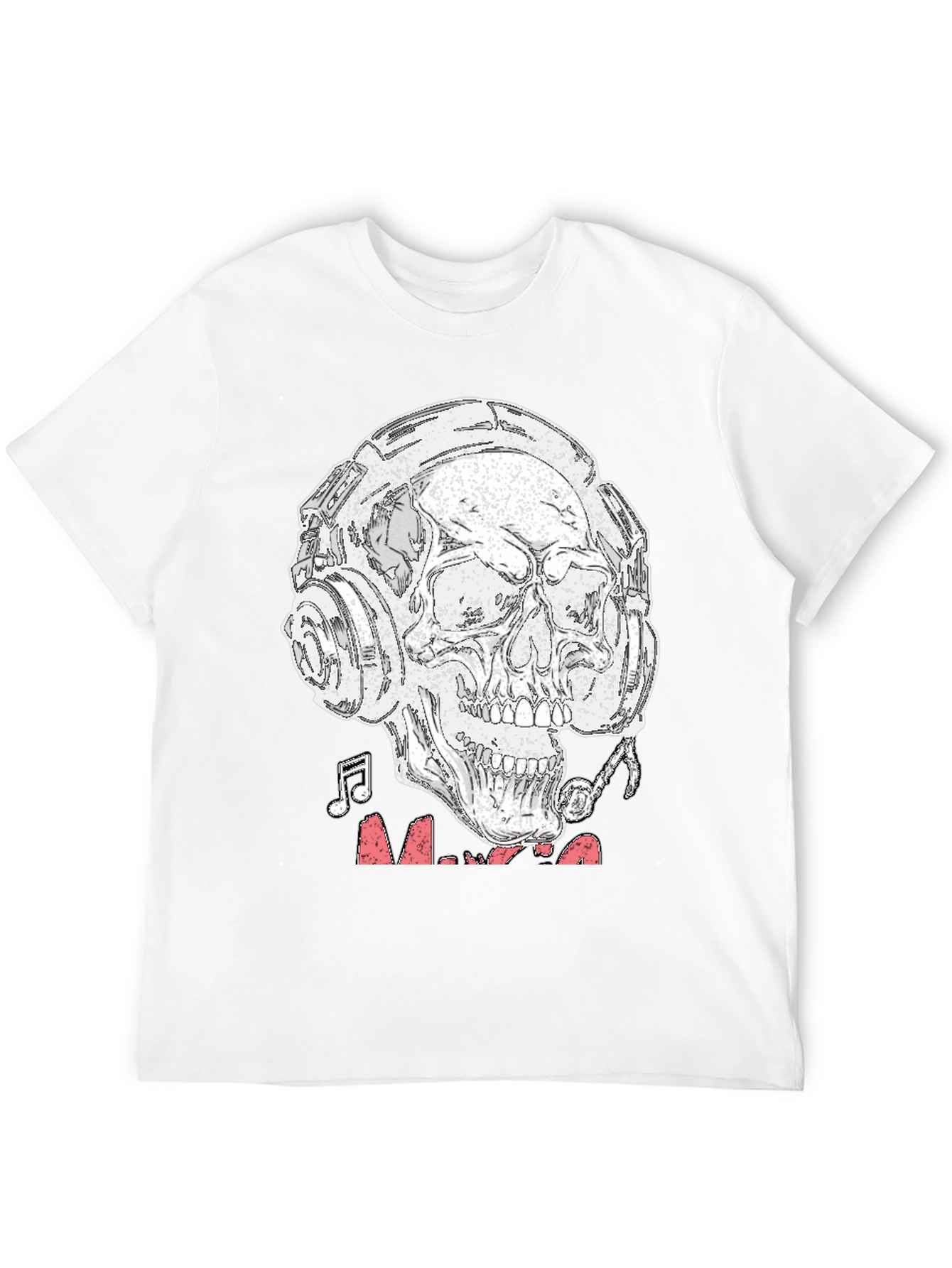 Black Skull Headphones Graphic T-Shirt - Rock & Roll Vibe view 12