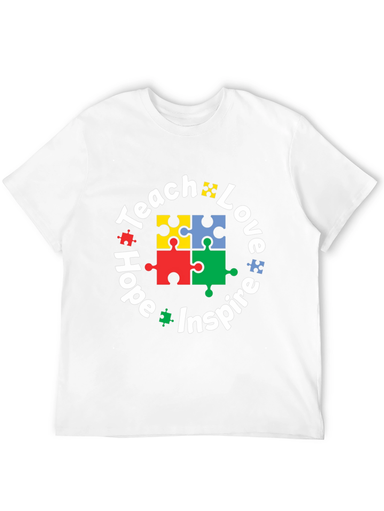Black Teach Love Hope Inspire Puzzle Piece T-Shirt view 12