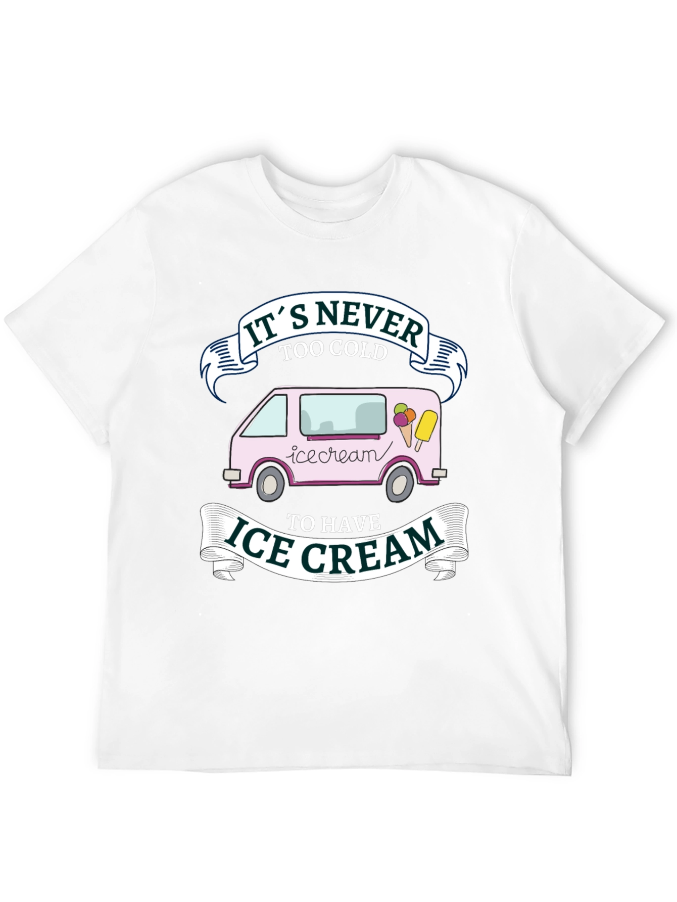 Black It's Never Too Cold Ice Cream Graphic T-Shirt view 12