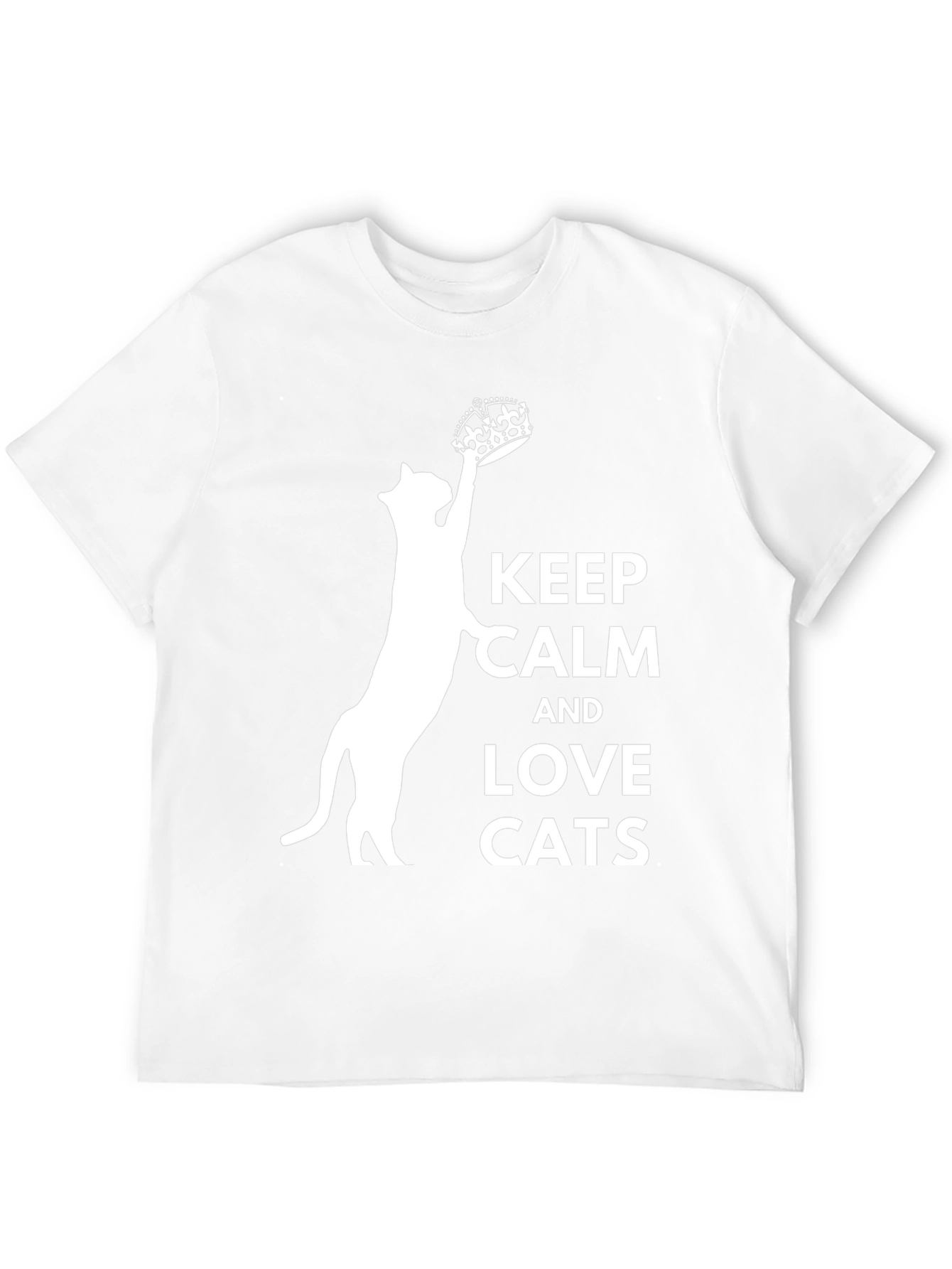 Black Keep Calm and Love Cats T-Shirt - Crowned Cat Design view 12