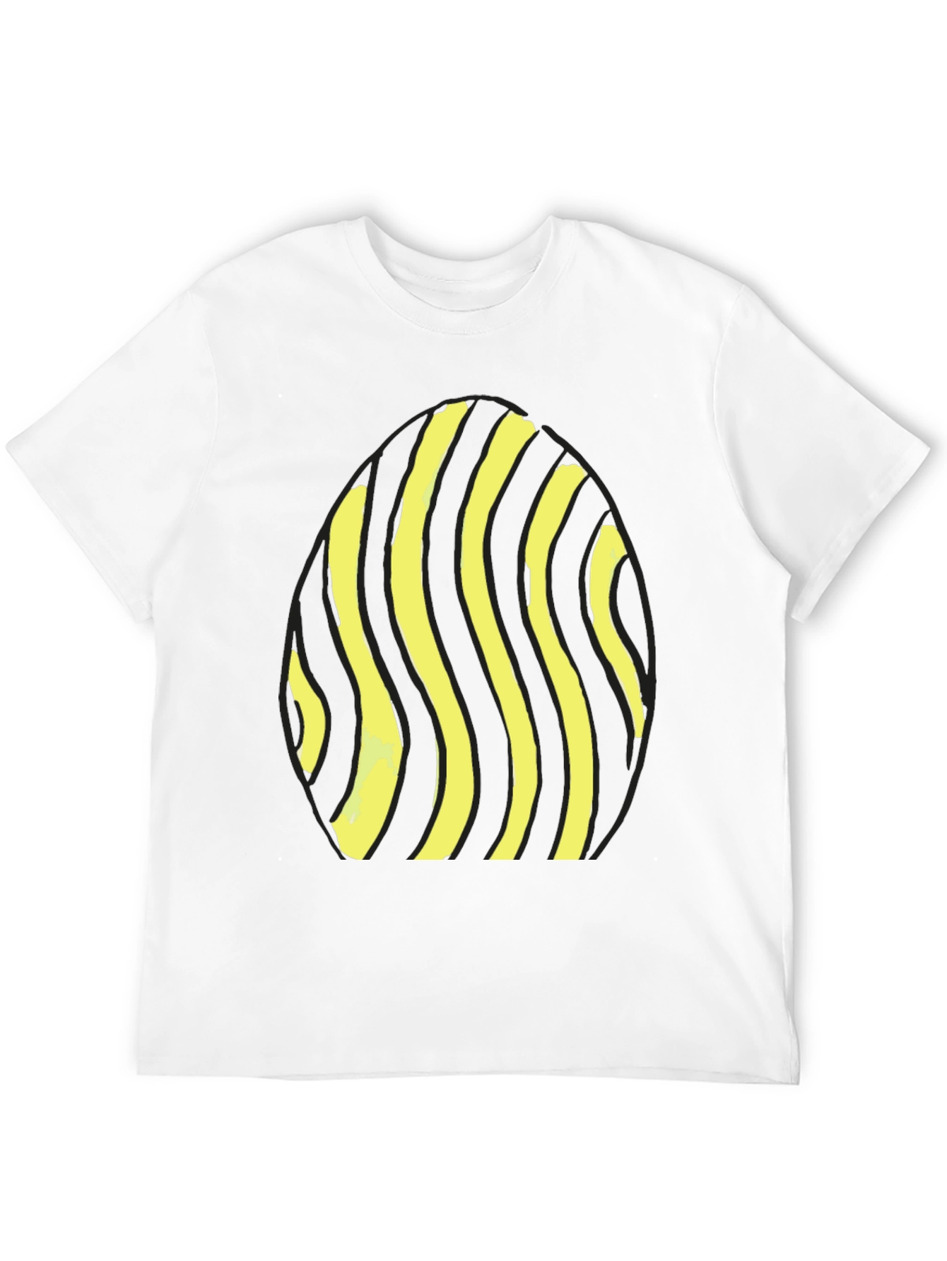 Black Striped Egg Graphic Tee - Casual Black T-Shirt view 12