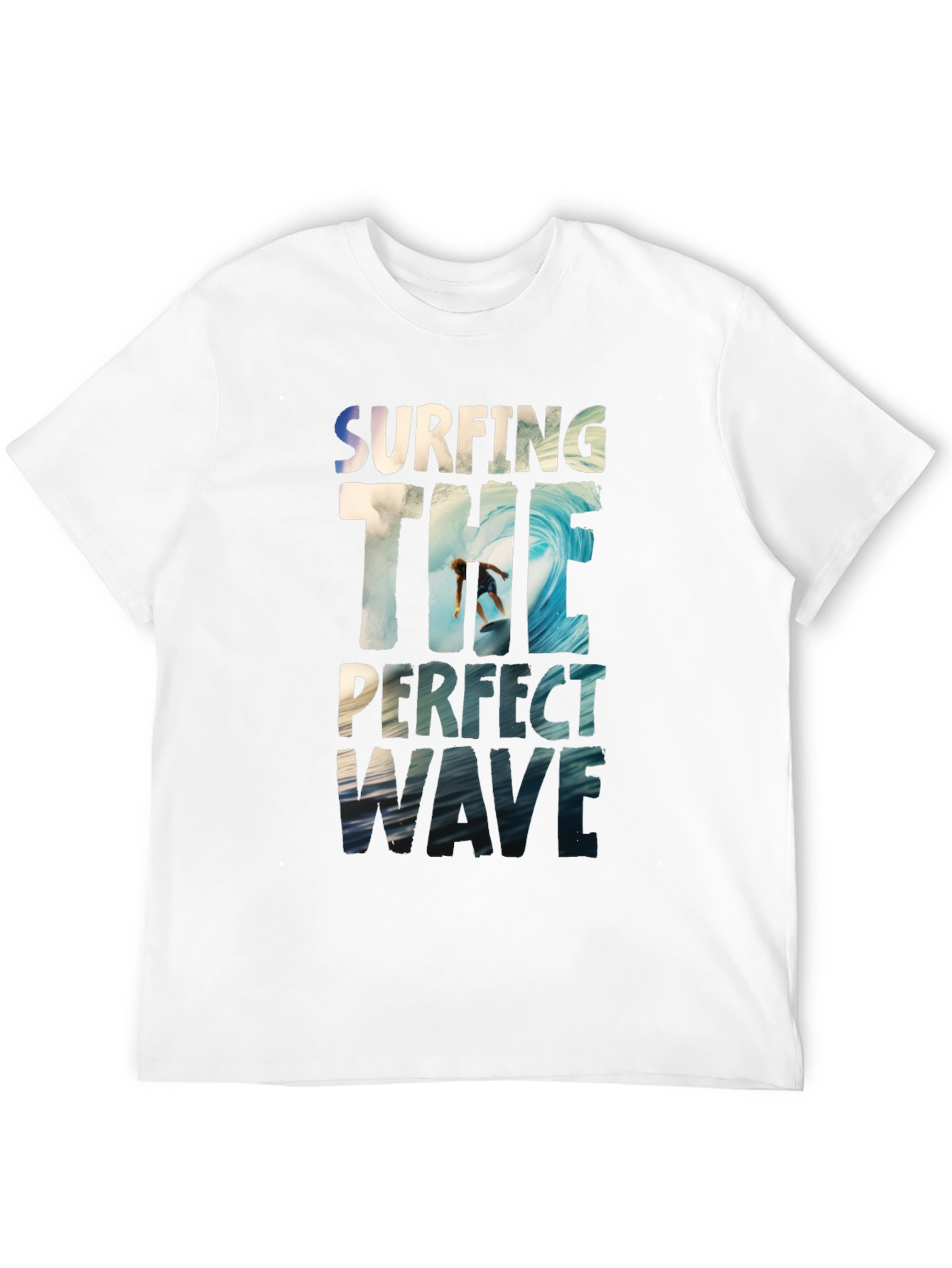 Black Surfing The Perfect Wave Black Graphic T-Shirt view 12