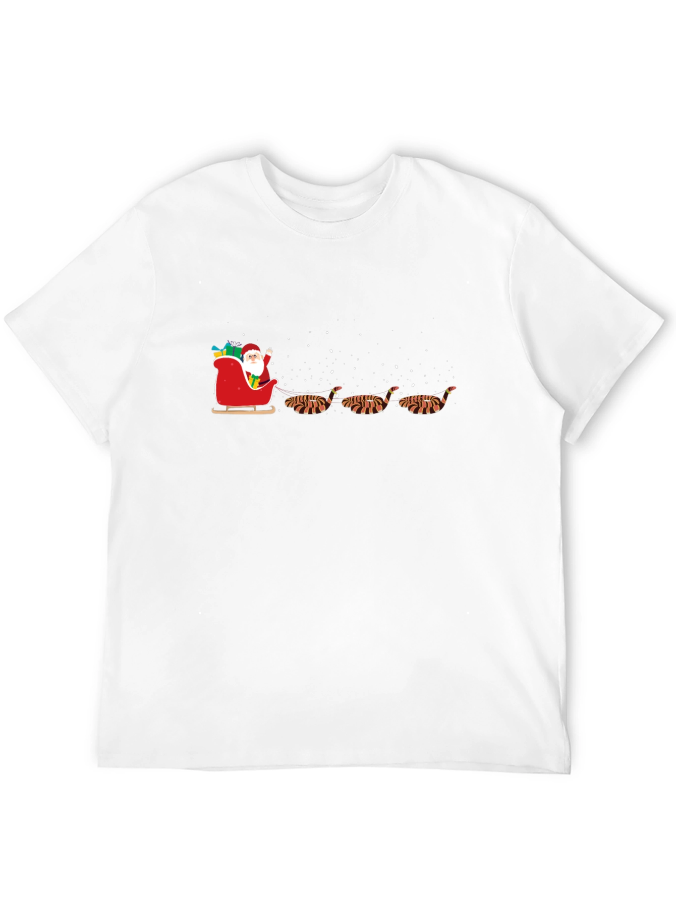 Black Santa's Sleigh Pulled by Tiger T-Shirt view 12