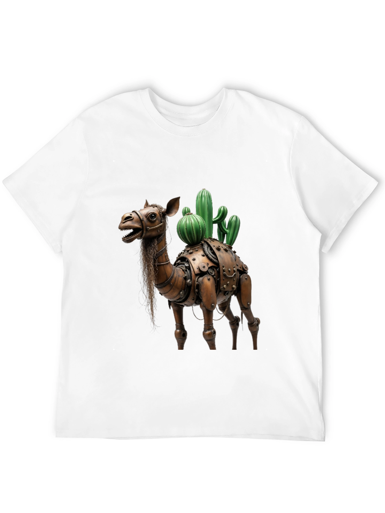 Black Steampunk Camel Cactus Graphic T-Shirt view 12