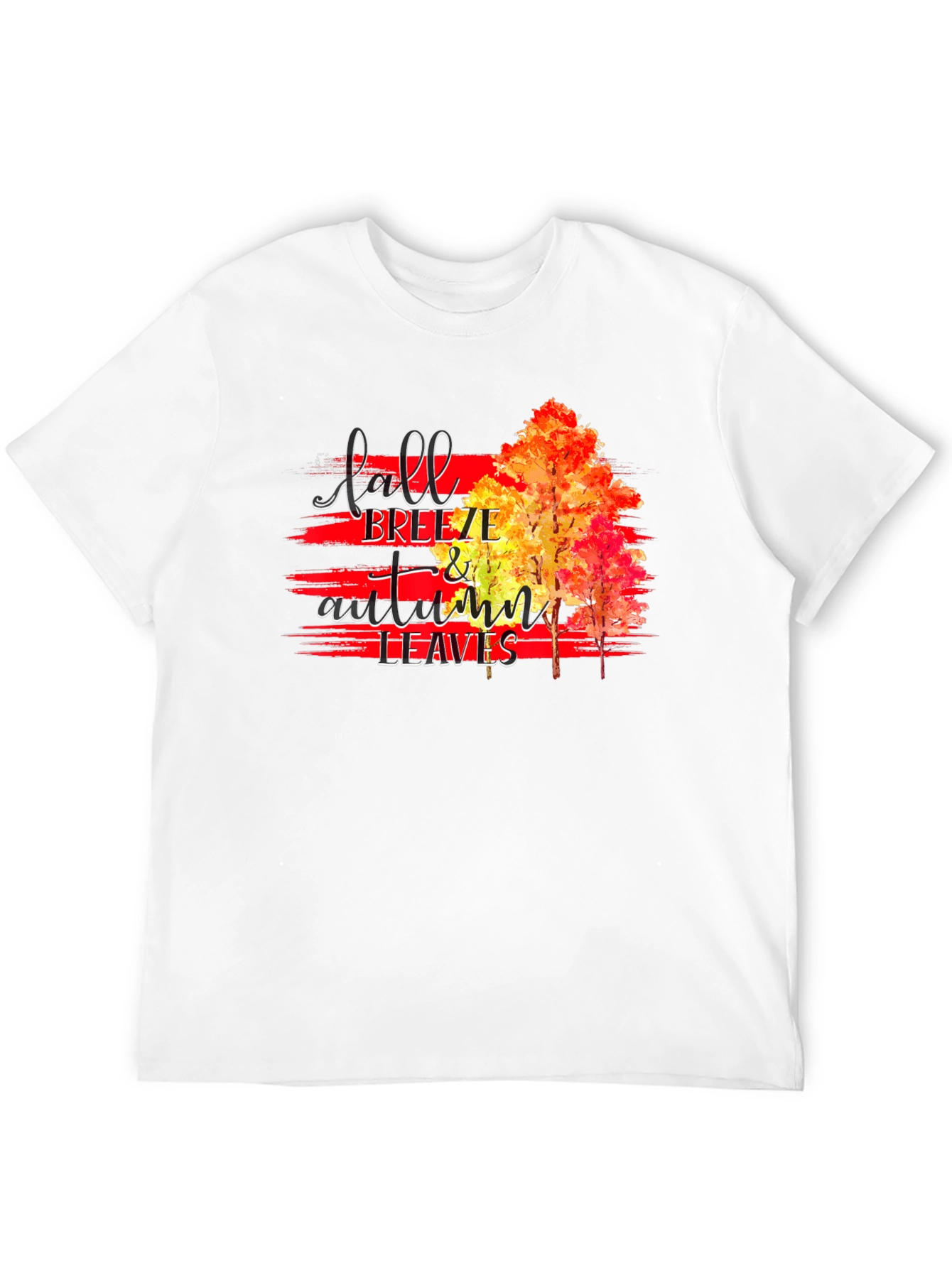 Black Fall Breeze & Autumn Leaves Graphic T-Shirt view 12