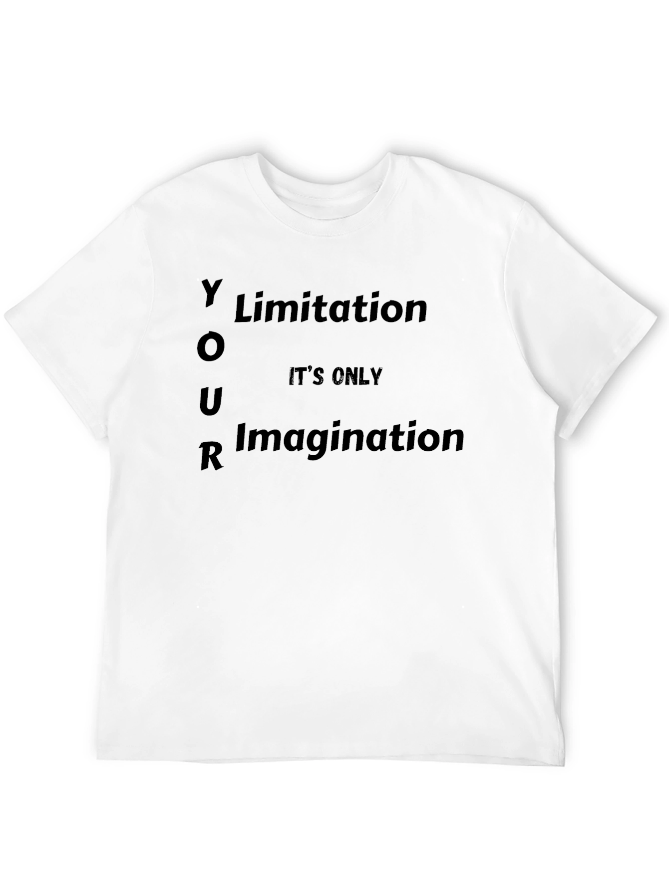 Black Motivational "Your Limitation" Graphic T-Shirt view 12