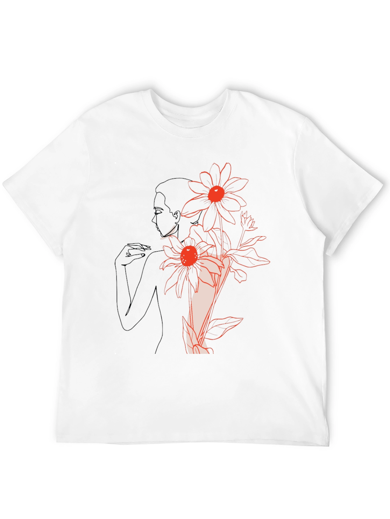 Black Floral Woman Graphic Black T-Shirt view 12