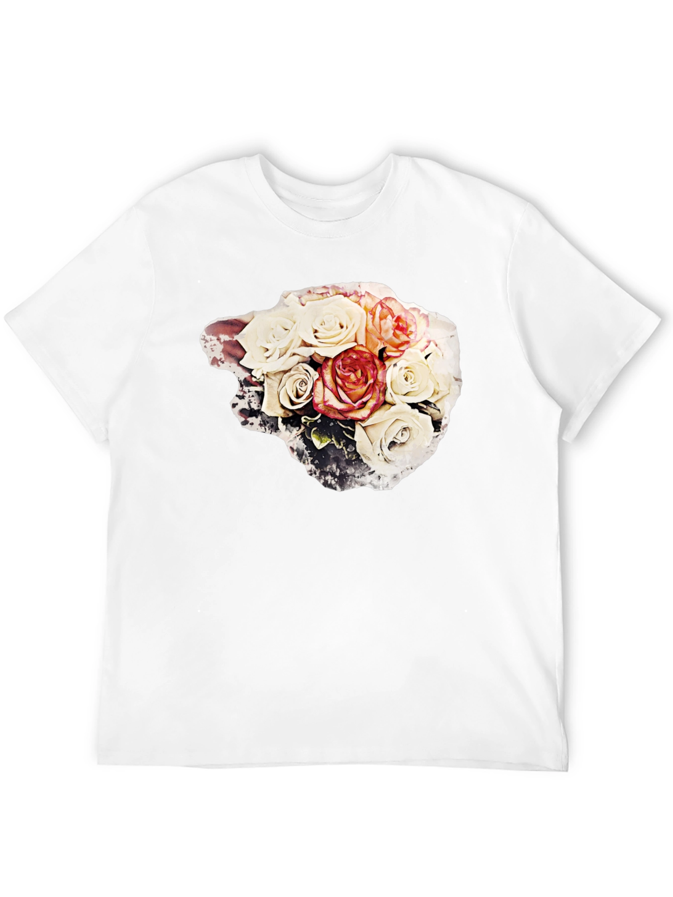 Black Floral Bouquet Graphic Tee - Stylish Black T-Shirt view 12