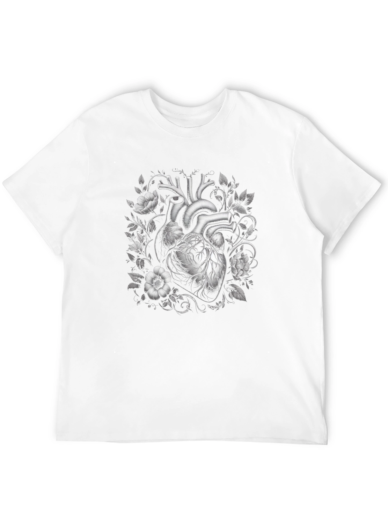 Black Anatomical Heart & Floral Graphic Tee - Black view 12