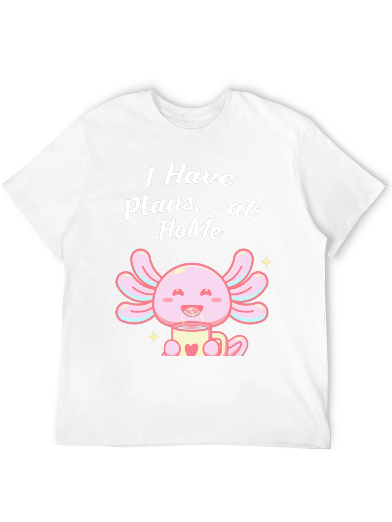 Black Cute Axolotl "Plans at Home" Black T-Shirt view 12