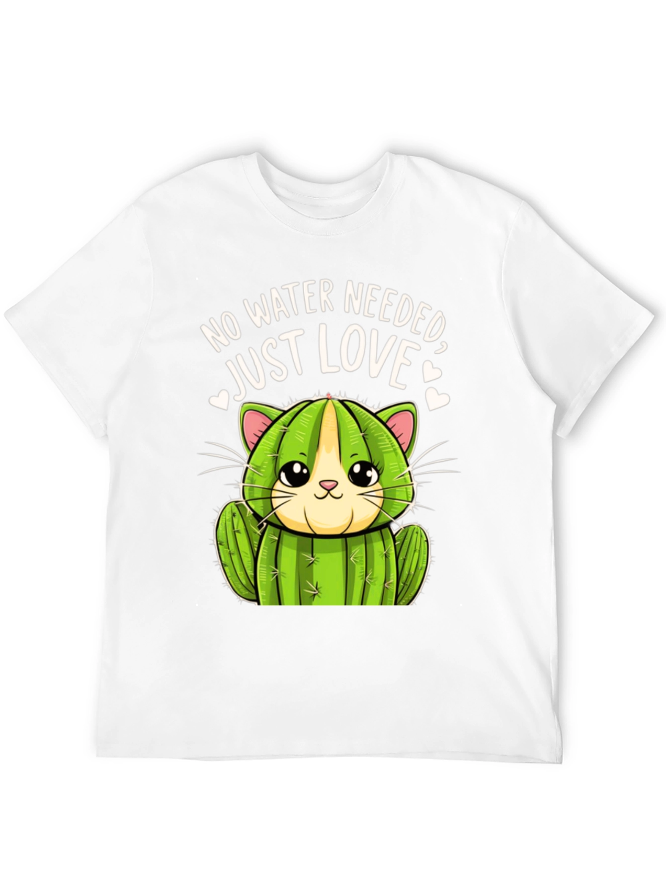 Black Cactus Cat T-Shirt - No Water Needed, Just Love view 12