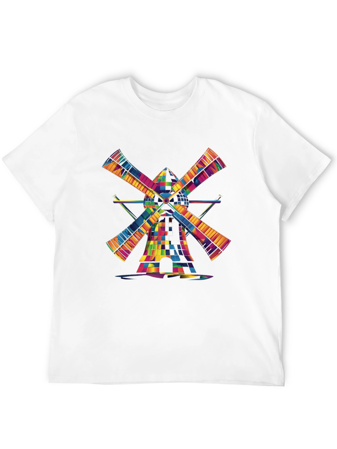 Black Colorful Windmill Graphic Tee - Modern Art Shirt view 12