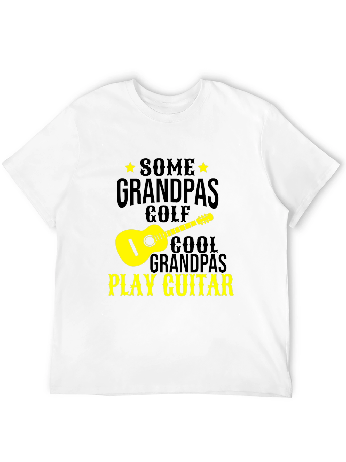 Black Cool Grandpa Guitar Player Black T-Shirt view 12