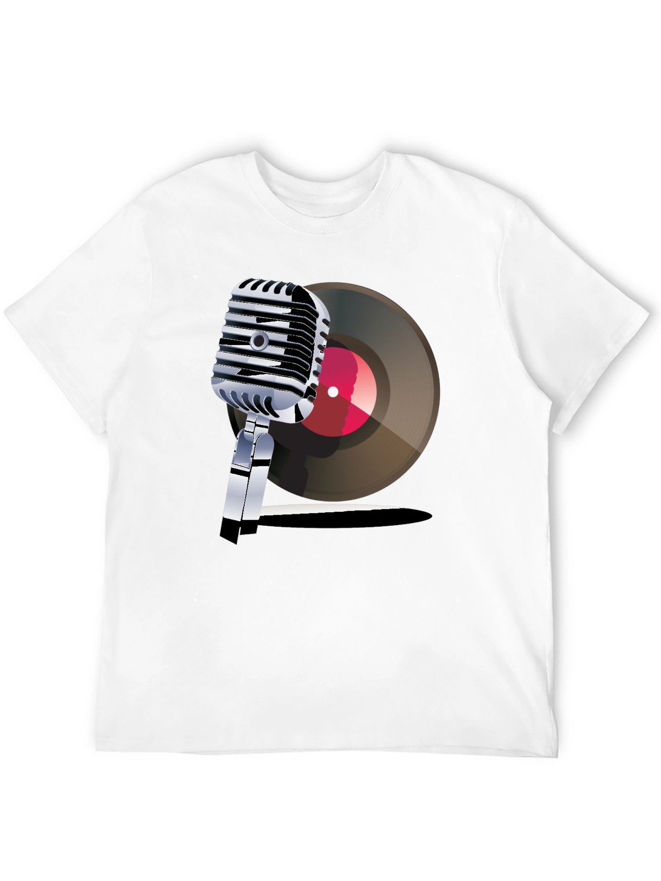 Black Retro Microphone & Record Graphic Tee view 12