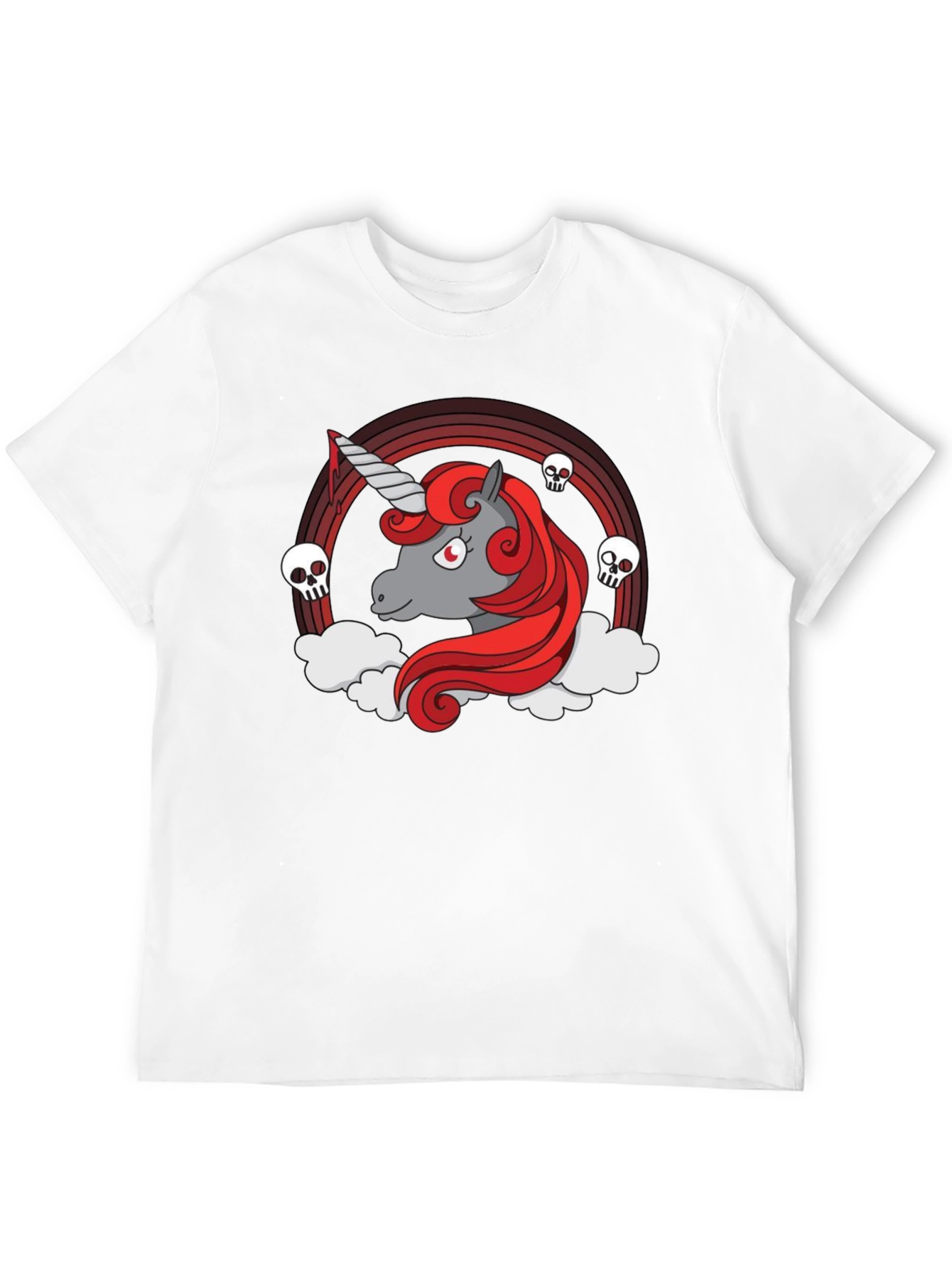 Black Unicorn & Skulls Graphic Black T-Shirt view 12