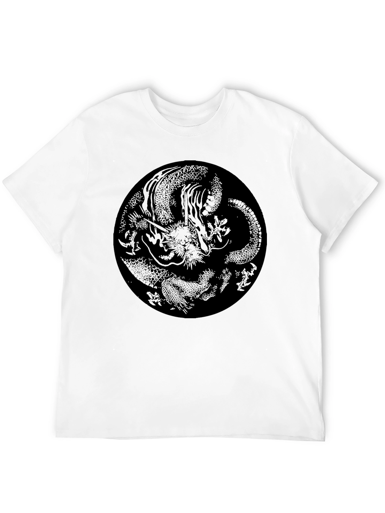 Black Dragon Circle Graphic Black T-Shirt view 12
