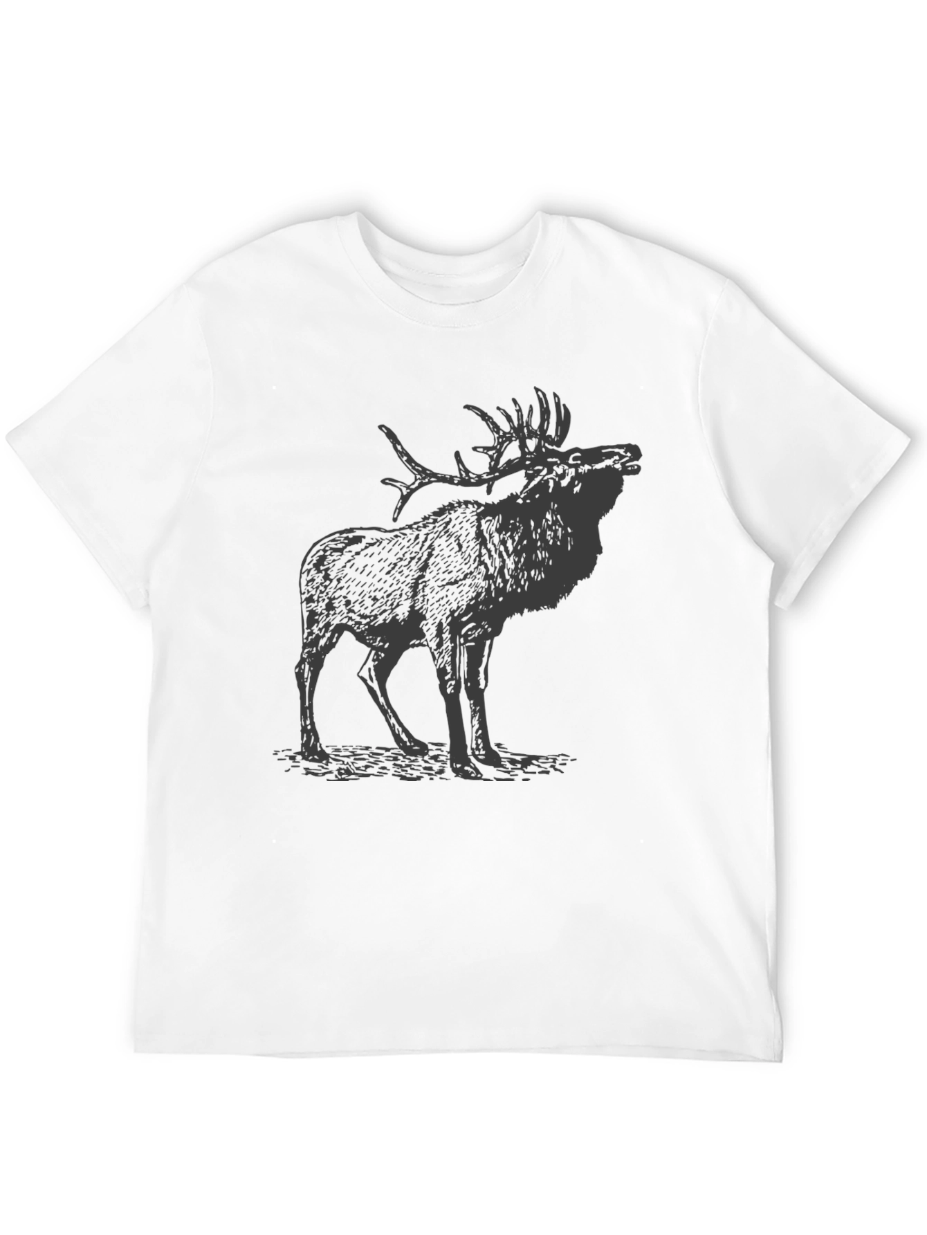 Black Black T-Shirt with Elk Print view 12