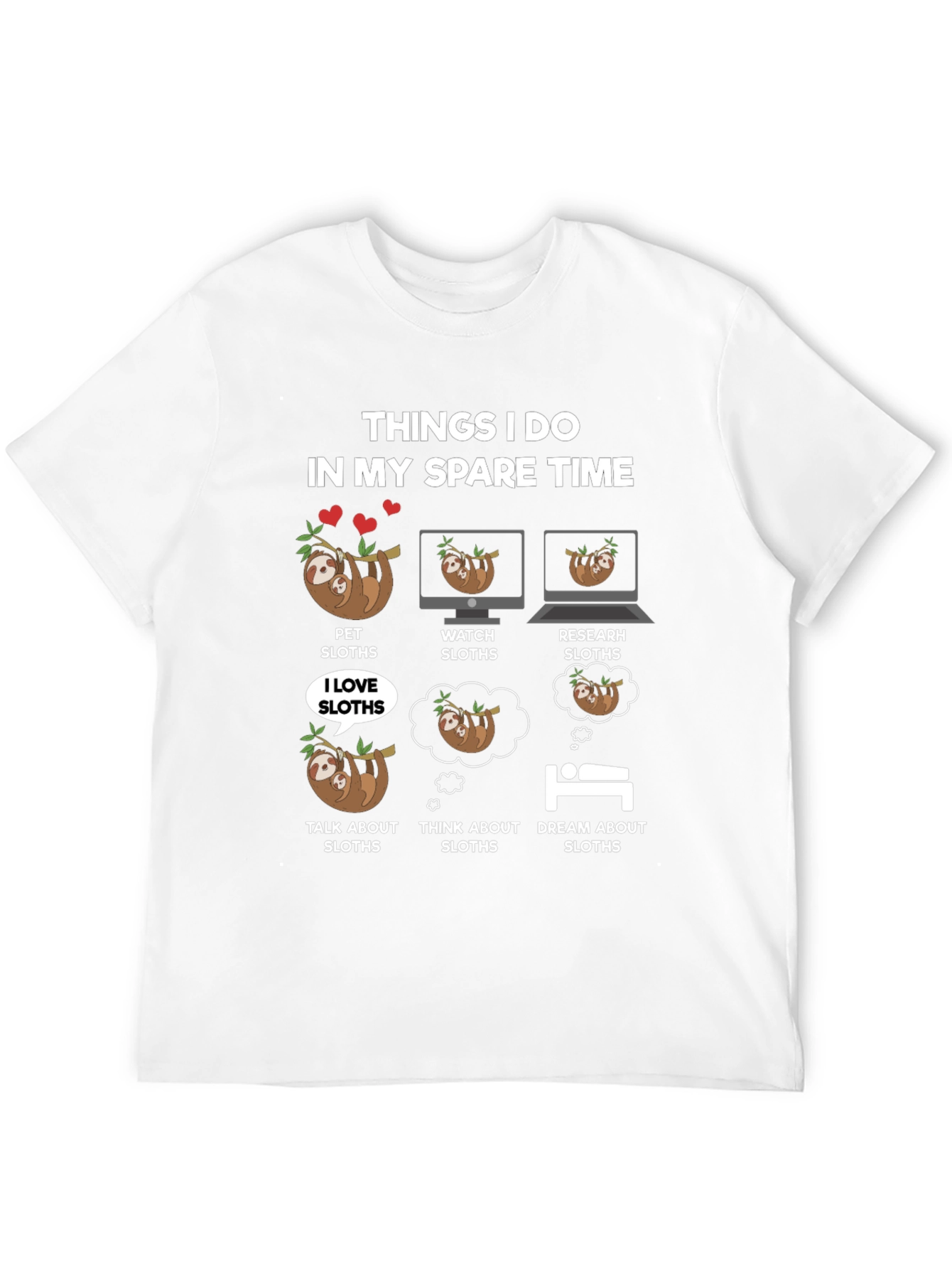 Black Funny Sloth Lover T-Shirt - Spare Time Sloth Activities view 12