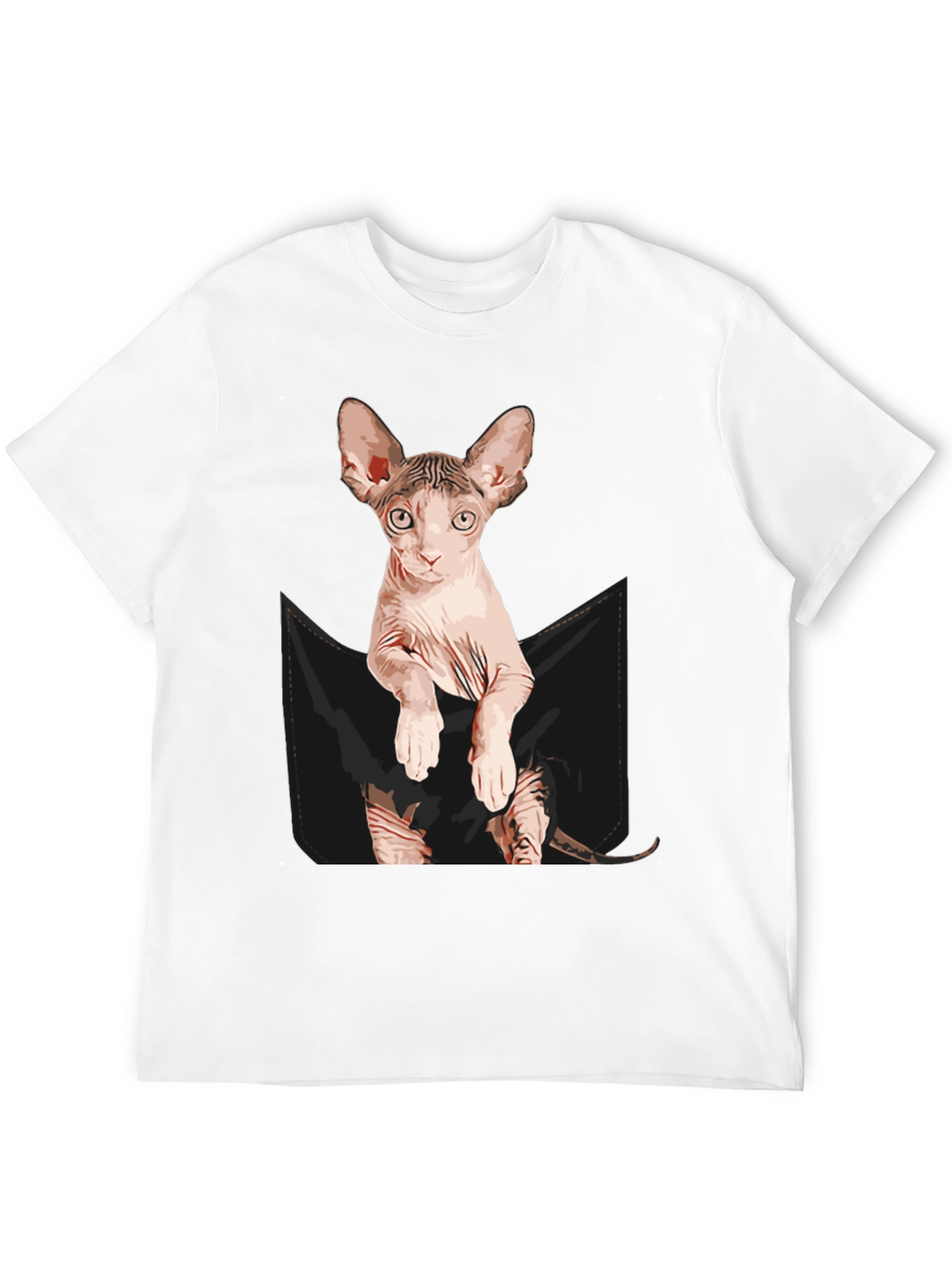 Black Sphynx Cat Pocket T-Shirt - Quirky Graphic Tee view 12