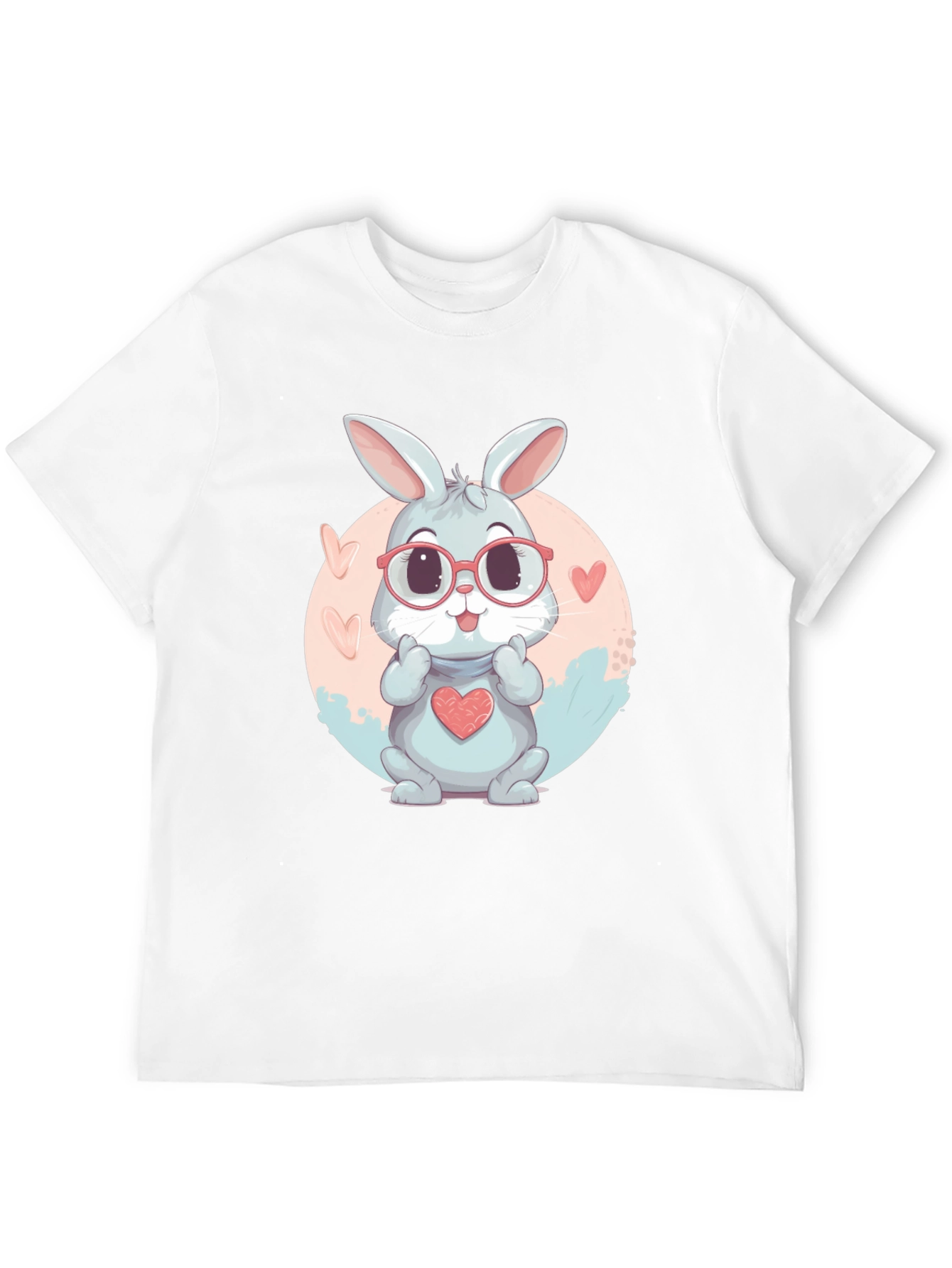 Black Cute Bunny Heart Graphic Tee view 12