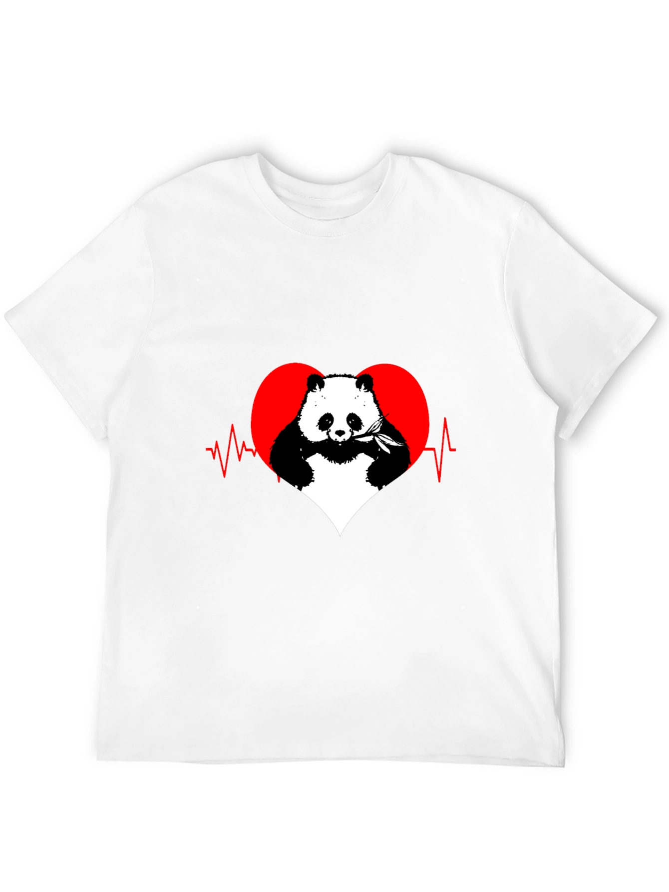 Black Panda Heartbeat Graphic Tee - Men's Black T-Shirt view 12