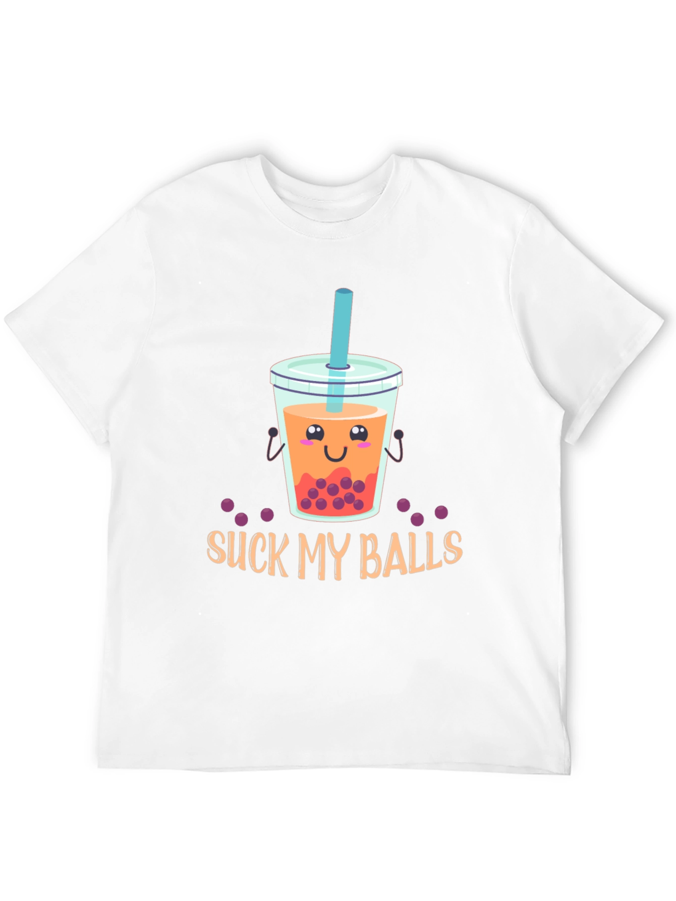Black Suck My Balls Funny Bubble Tea Graphic T-Shirt view 12