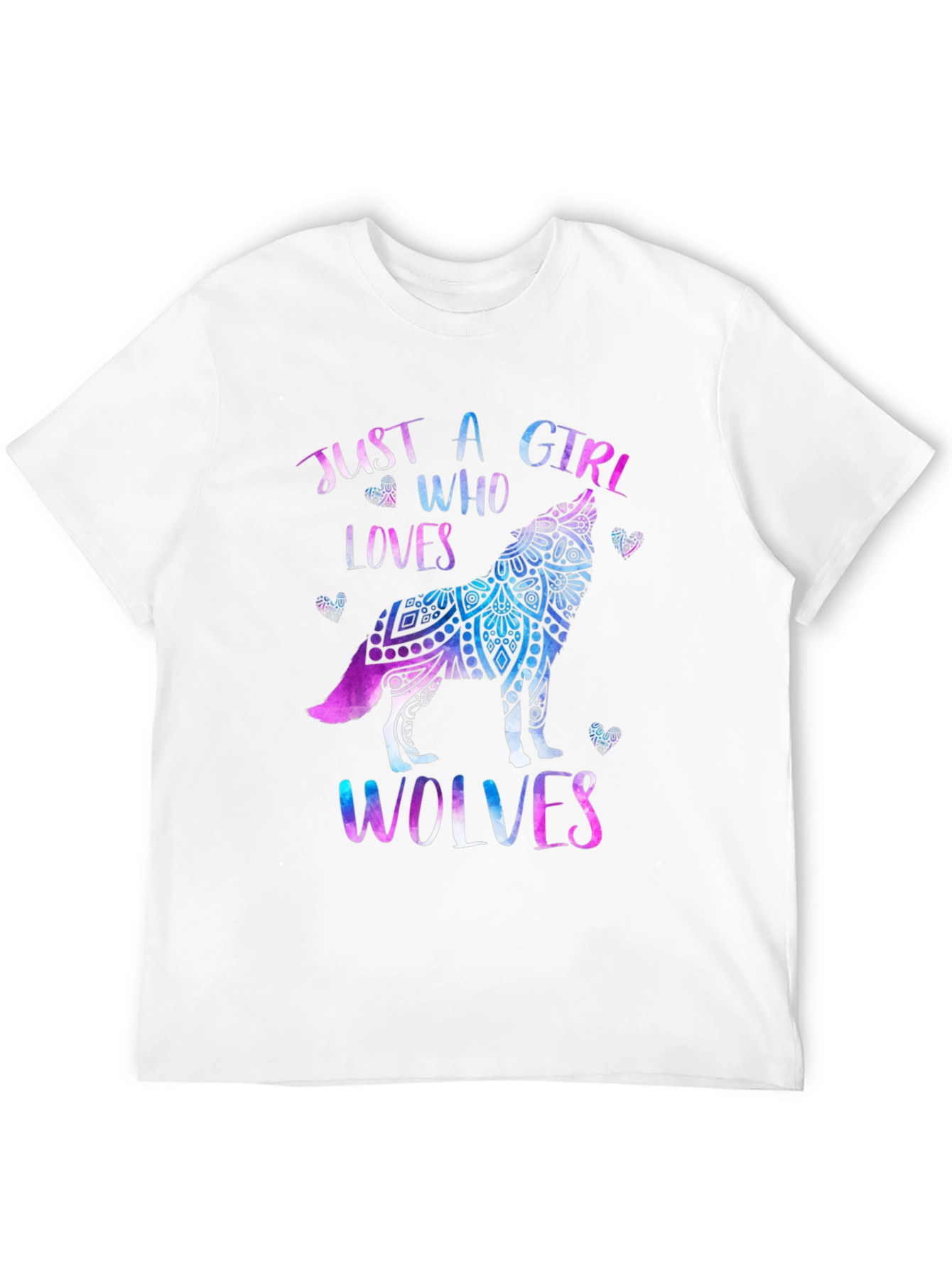 Black Just A Girl Who Loves Wolves T-Shirt view 12