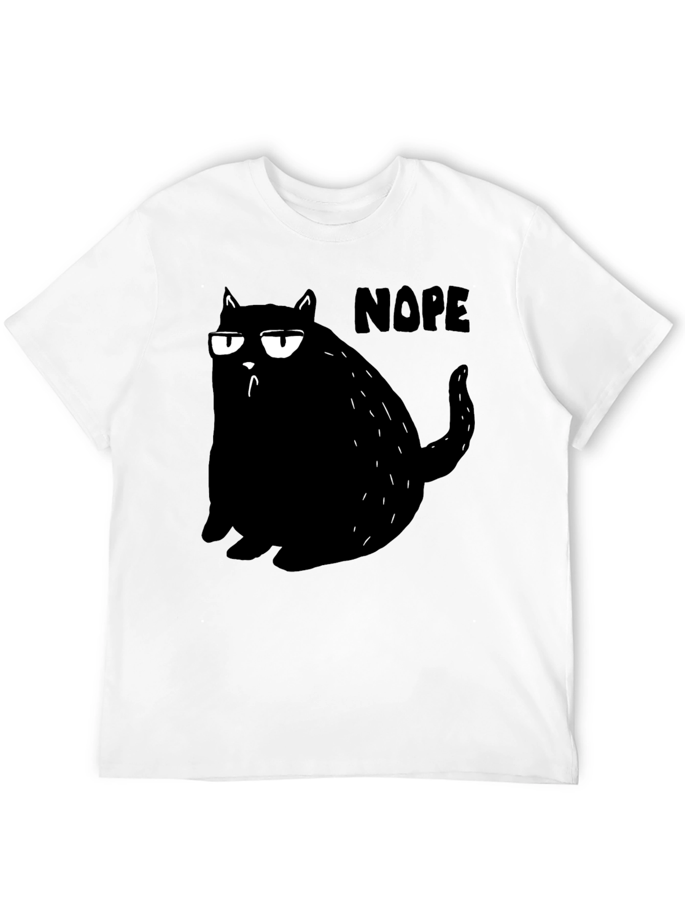 Black Nope Cat Graphic Tee - Black Cotton T-Shirt  view 12