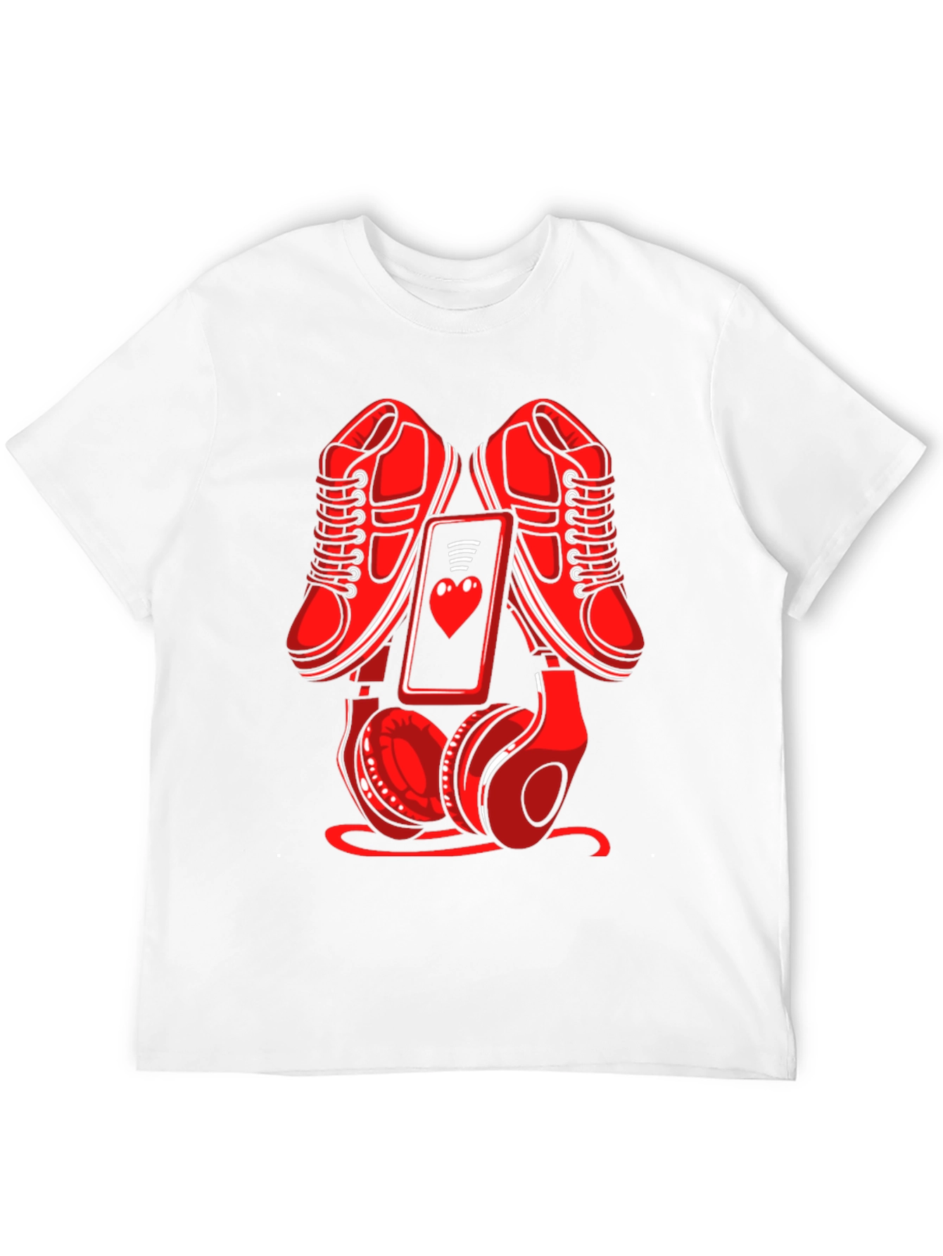 Black Red Sneakers, Phone & Headphones Graphic T-Shirt view 12