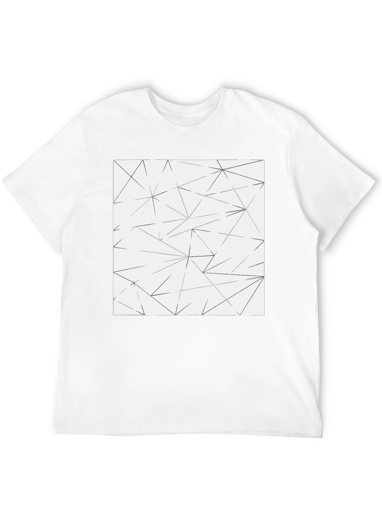 Black Geometric Line Pattern Tee - Modern Black T-Shirt view 12