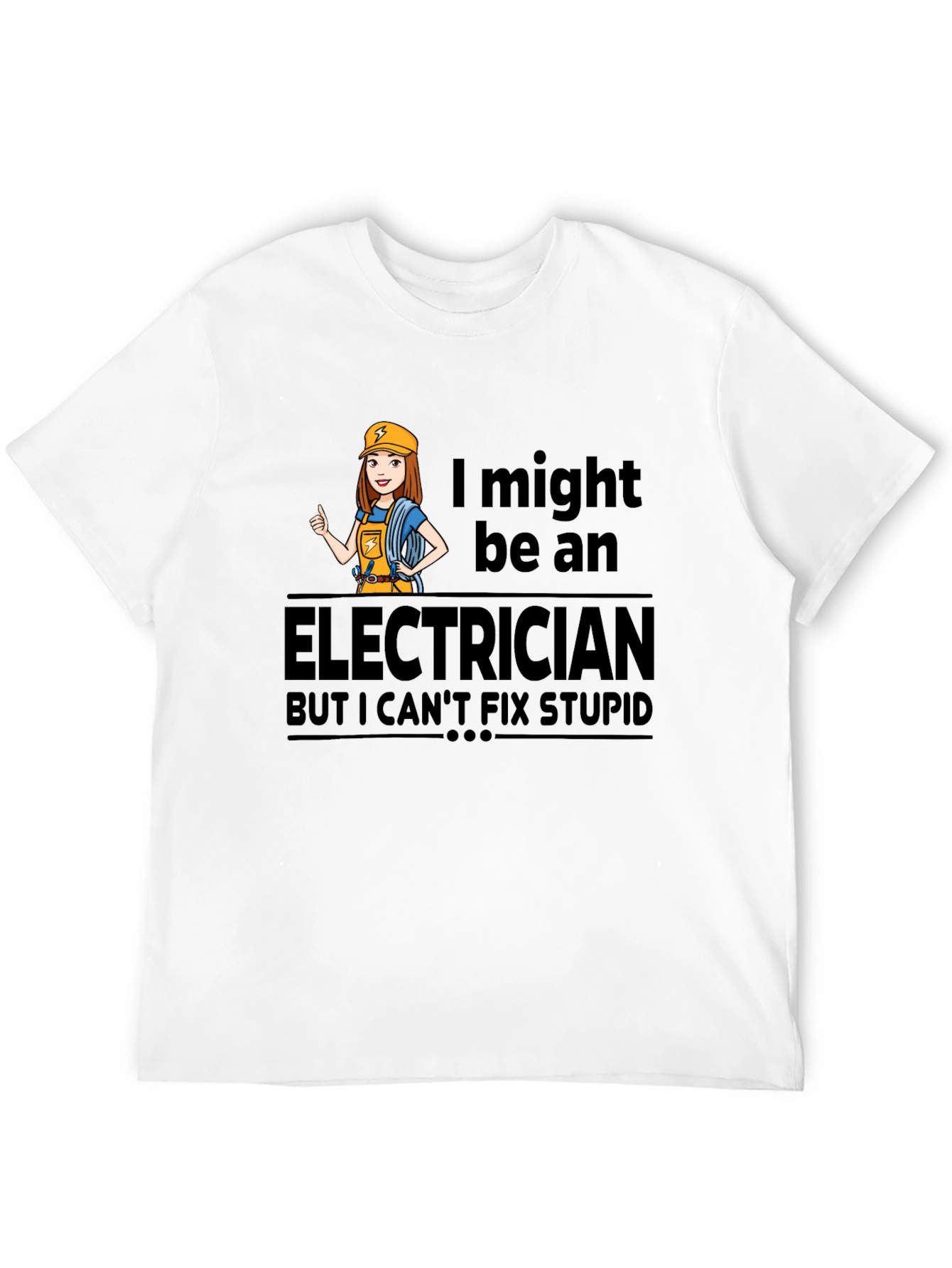 Black Electrician Humor T-Shirt - I Can't Fix Stupid view 12